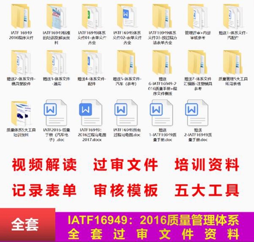 IATF16949质量体系 2016标准体系全套过审文件、资料质量手册、五大工具