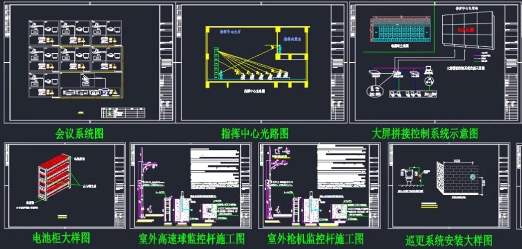 弱电智能化cad图纸设计 深化大样系统图