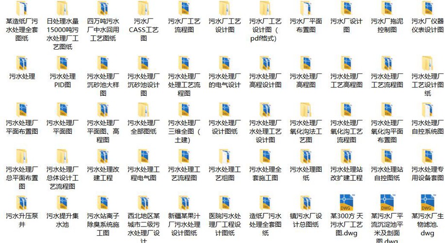 污水处理厂工艺流程cad图纸大全(138套)