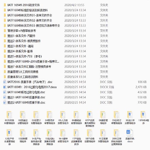 IATF16949质量体系 2016标准体系全套过审文件、资料质量手册、五大工具