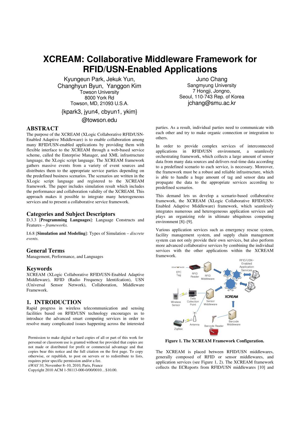 xcream collaborative middleware framework for rfidusn xcream协同中间件框架rfidusn