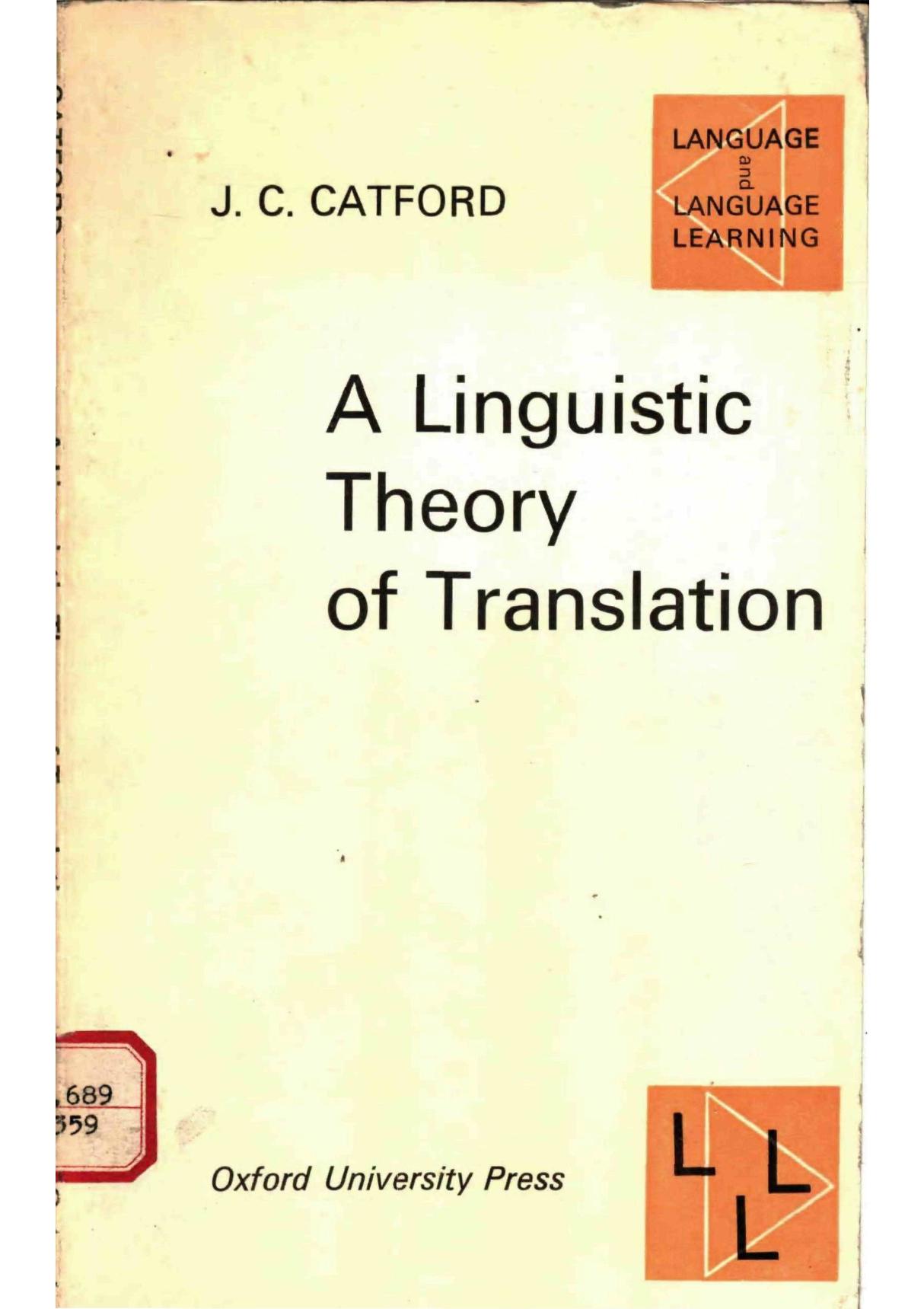 J. C. Catford-A Linguistic Theory of Translation-Oxford Univ. Press (1965)