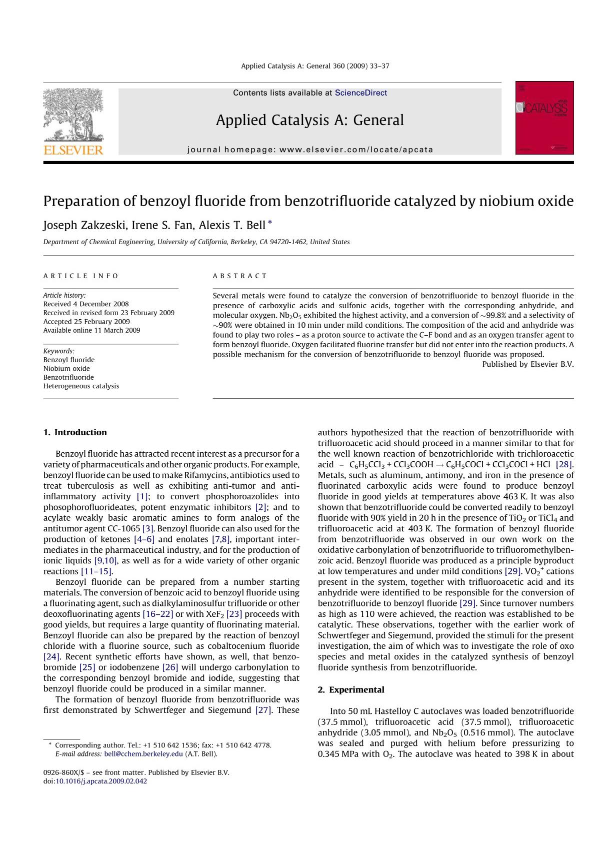 applied catalysis a general 应用催化