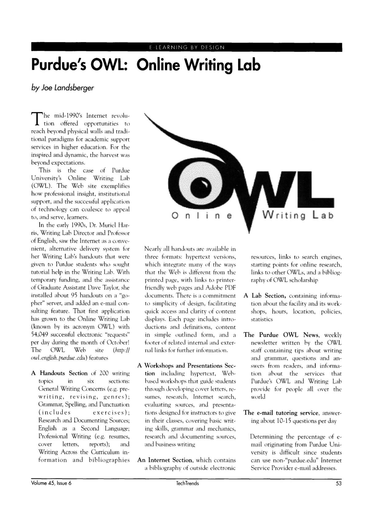 Purdues OWL  Online Writing Lab