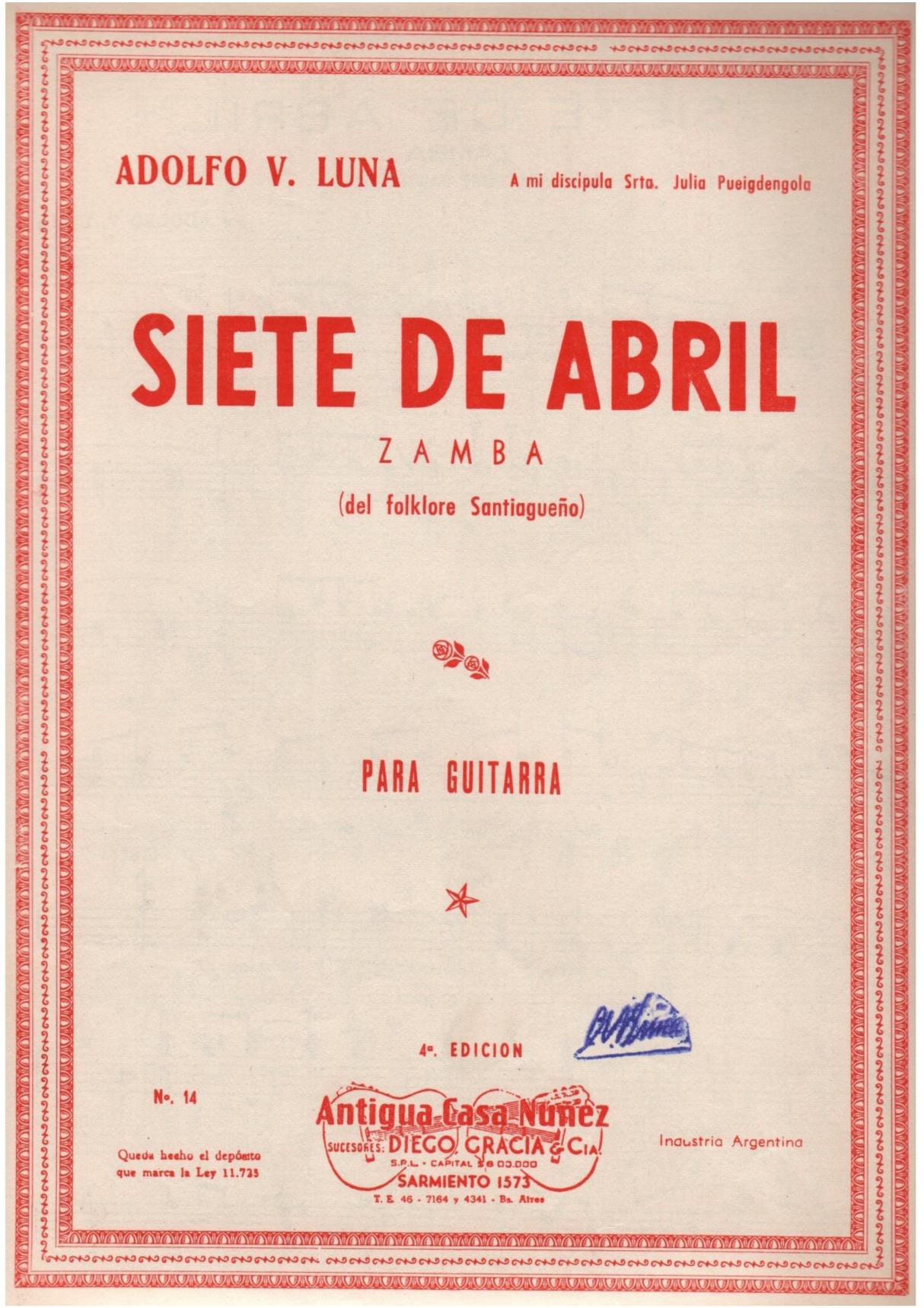 《Siete de Abril》古典吉他谱