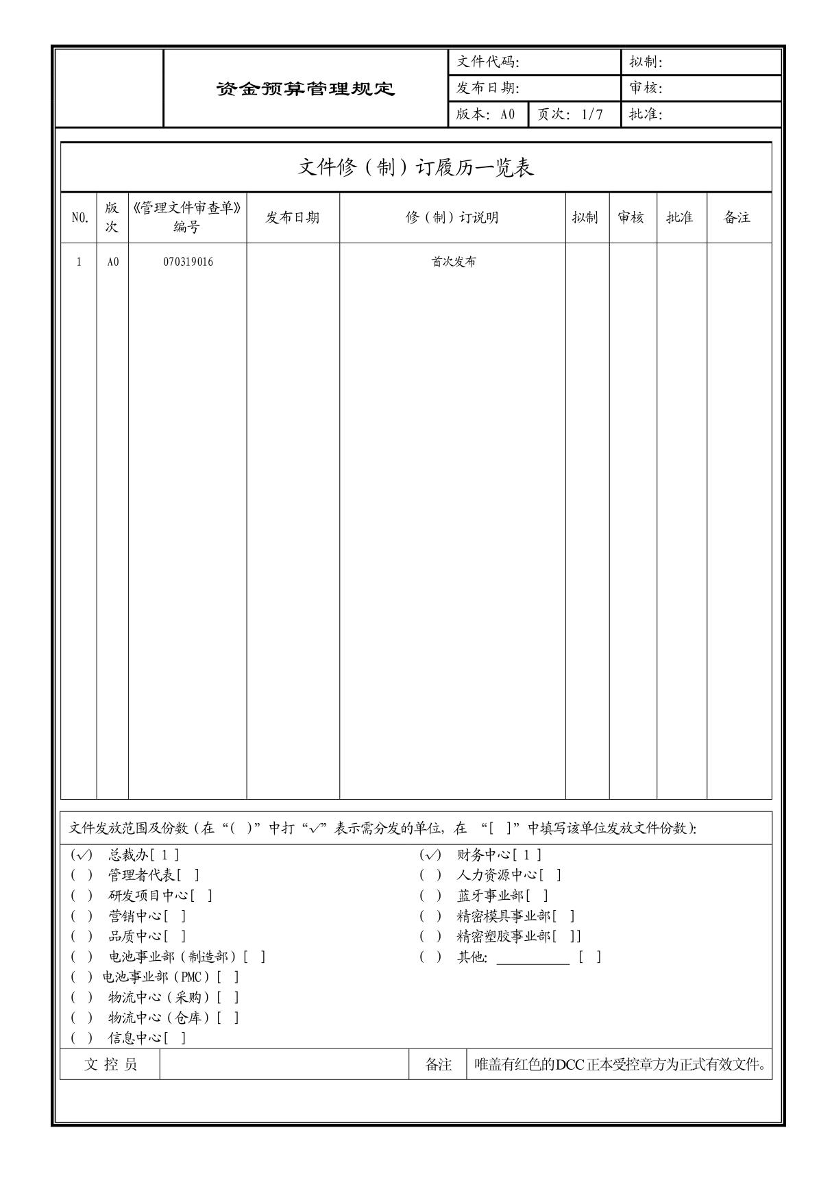 (企业流程优化)资金预算管理规定