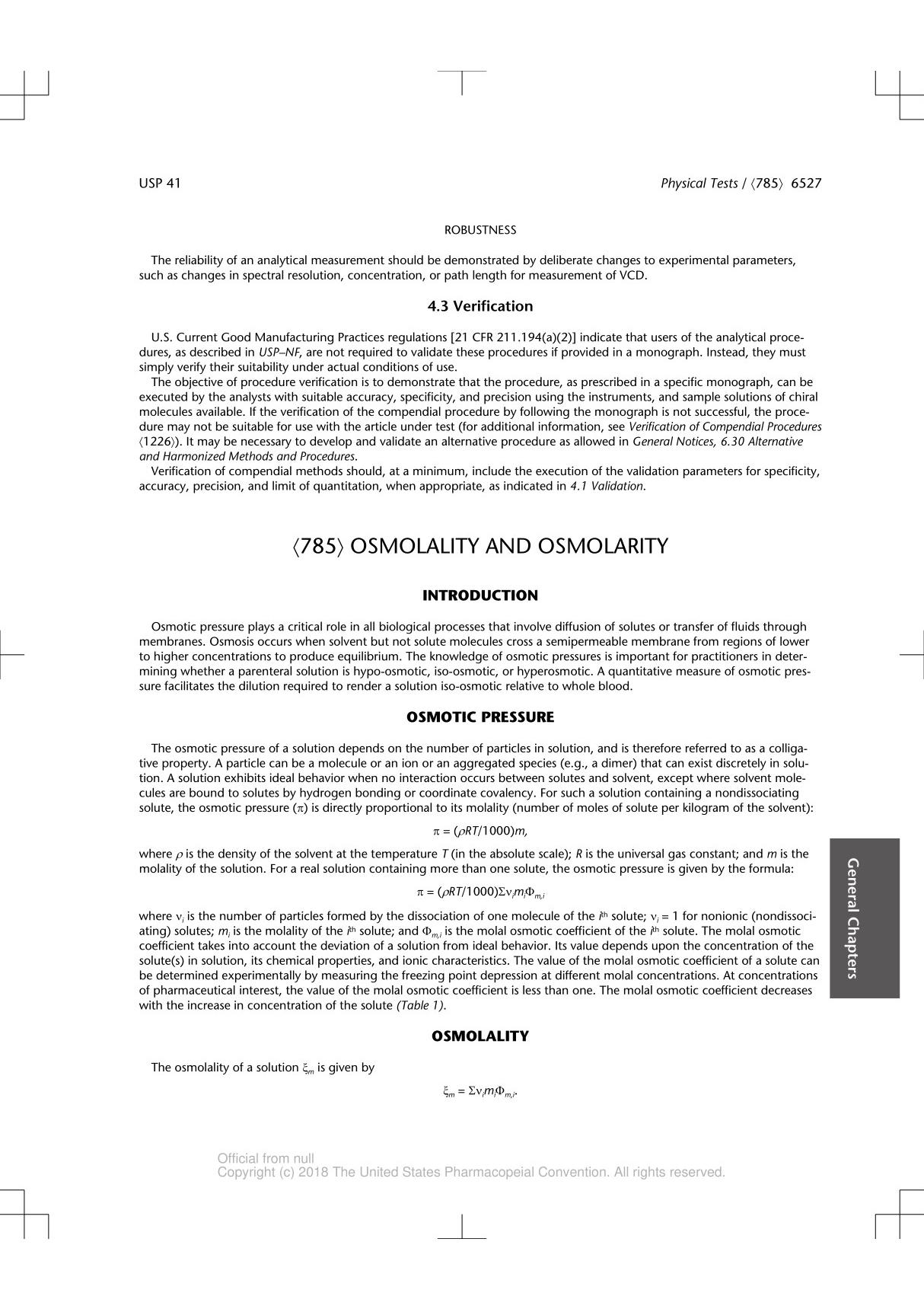 785 osmolality and osmolarity 美国药典USP41-NF36