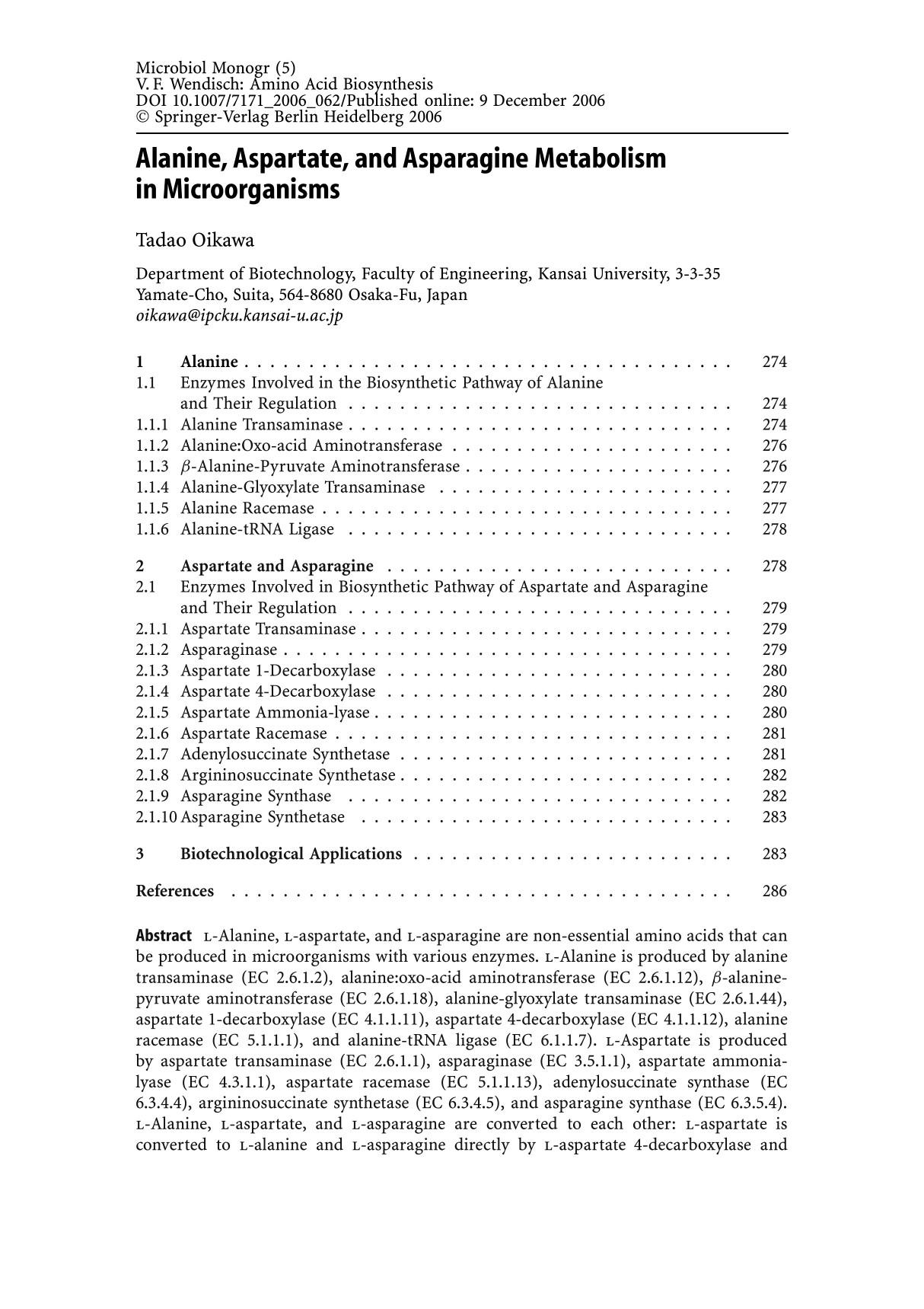 Alanine, Aspartate, and Asparagine Metabolism in Microorganisms