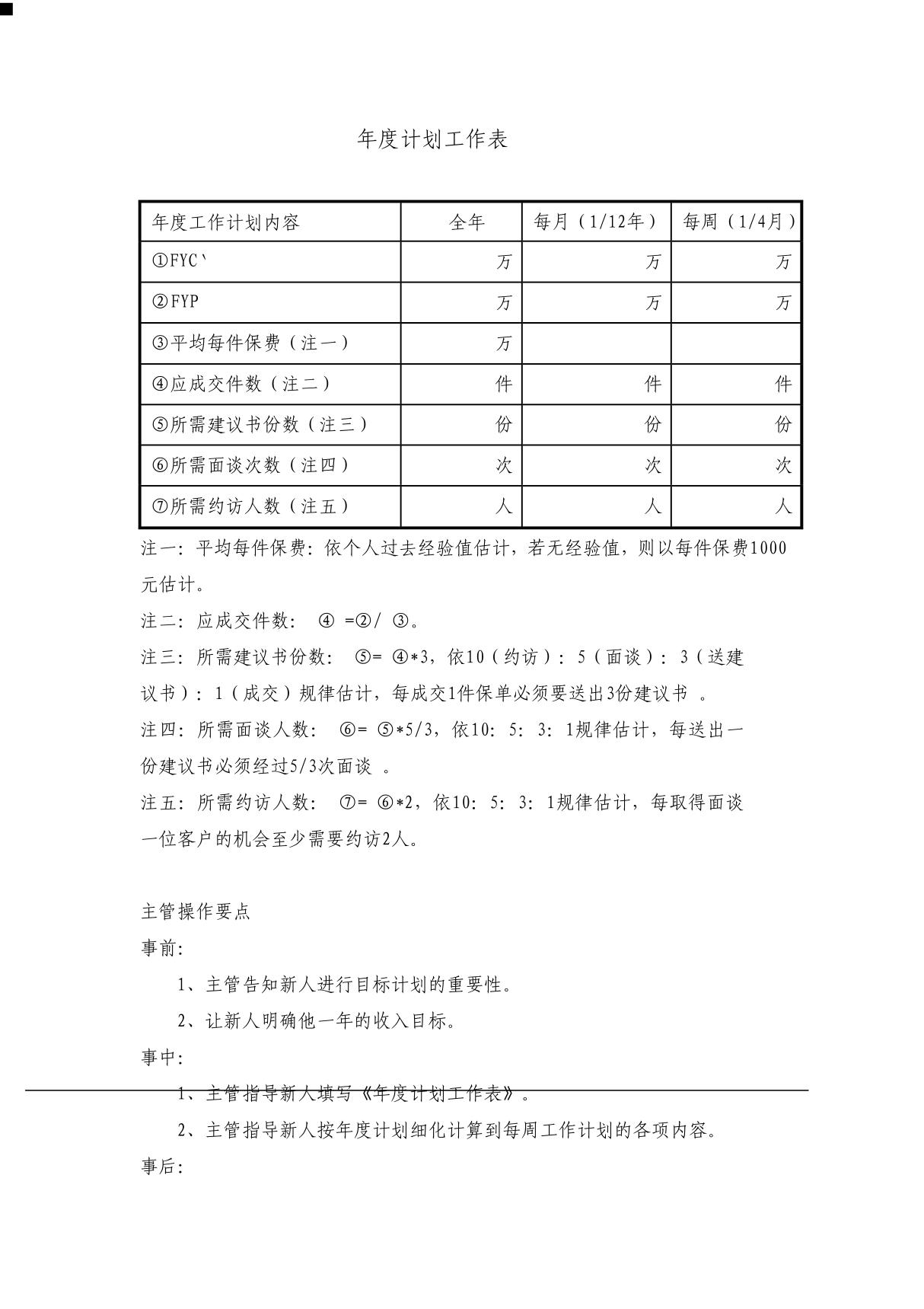 年度工作计划表