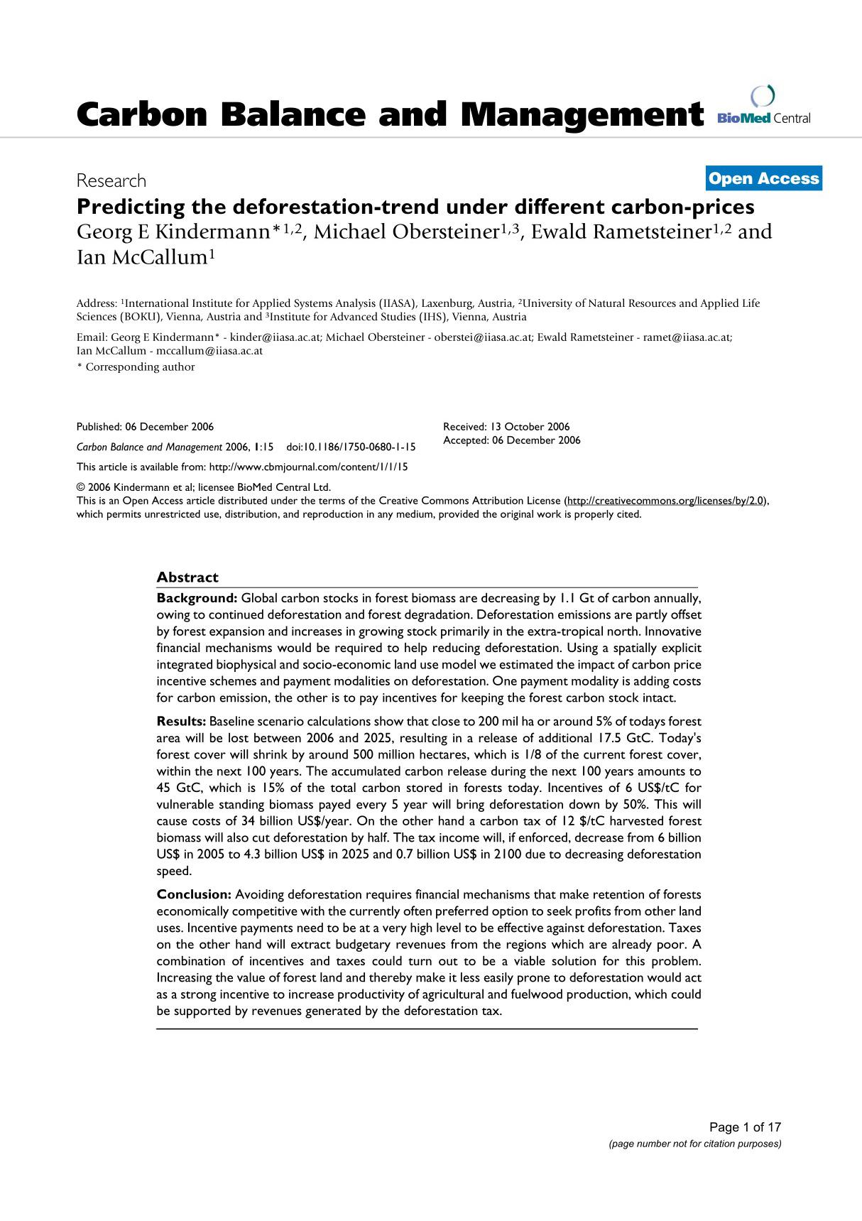 Carbon Balance and Management