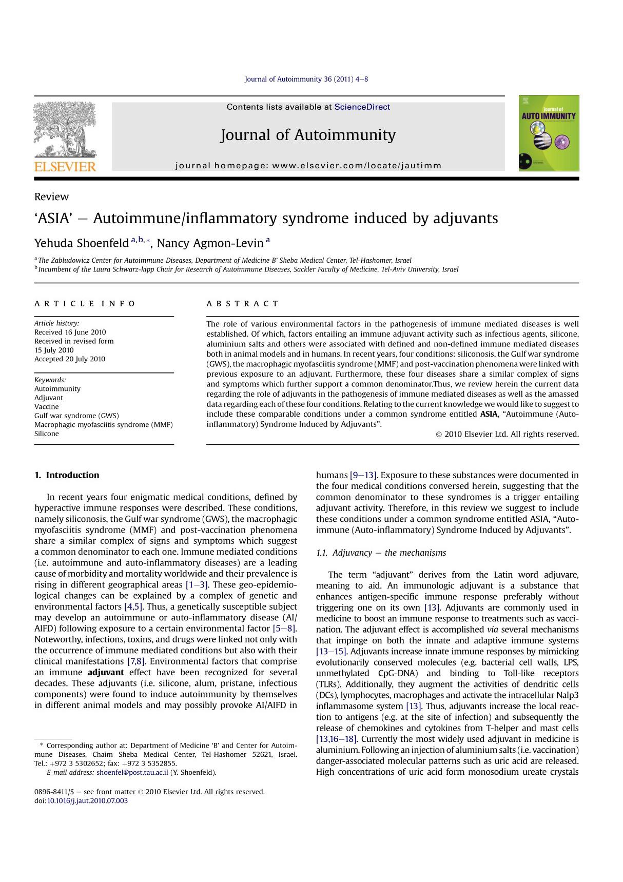 journal of autoimmunity 自身免疫杂志