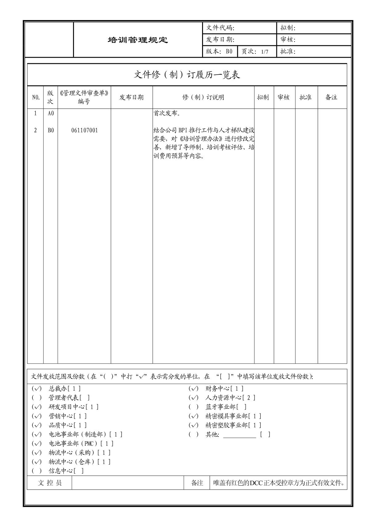 (企业流程优化)培训管理规定