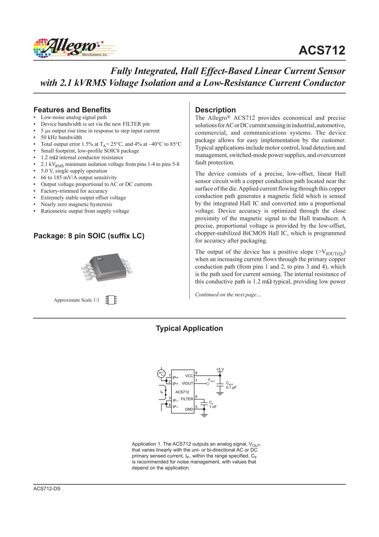 ACS712电流传感器说明书