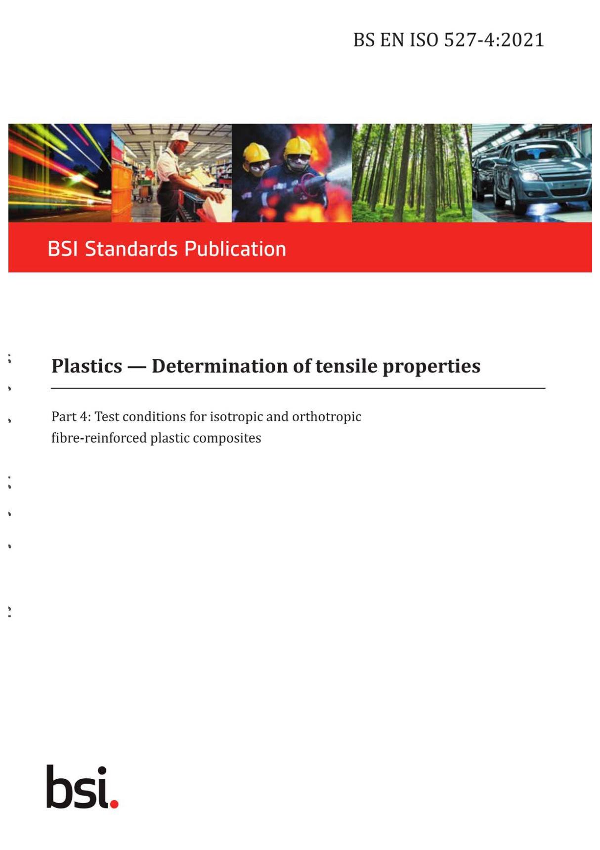 BS EN ISO 527-4-2021 Plastics. Determination of tensile properties