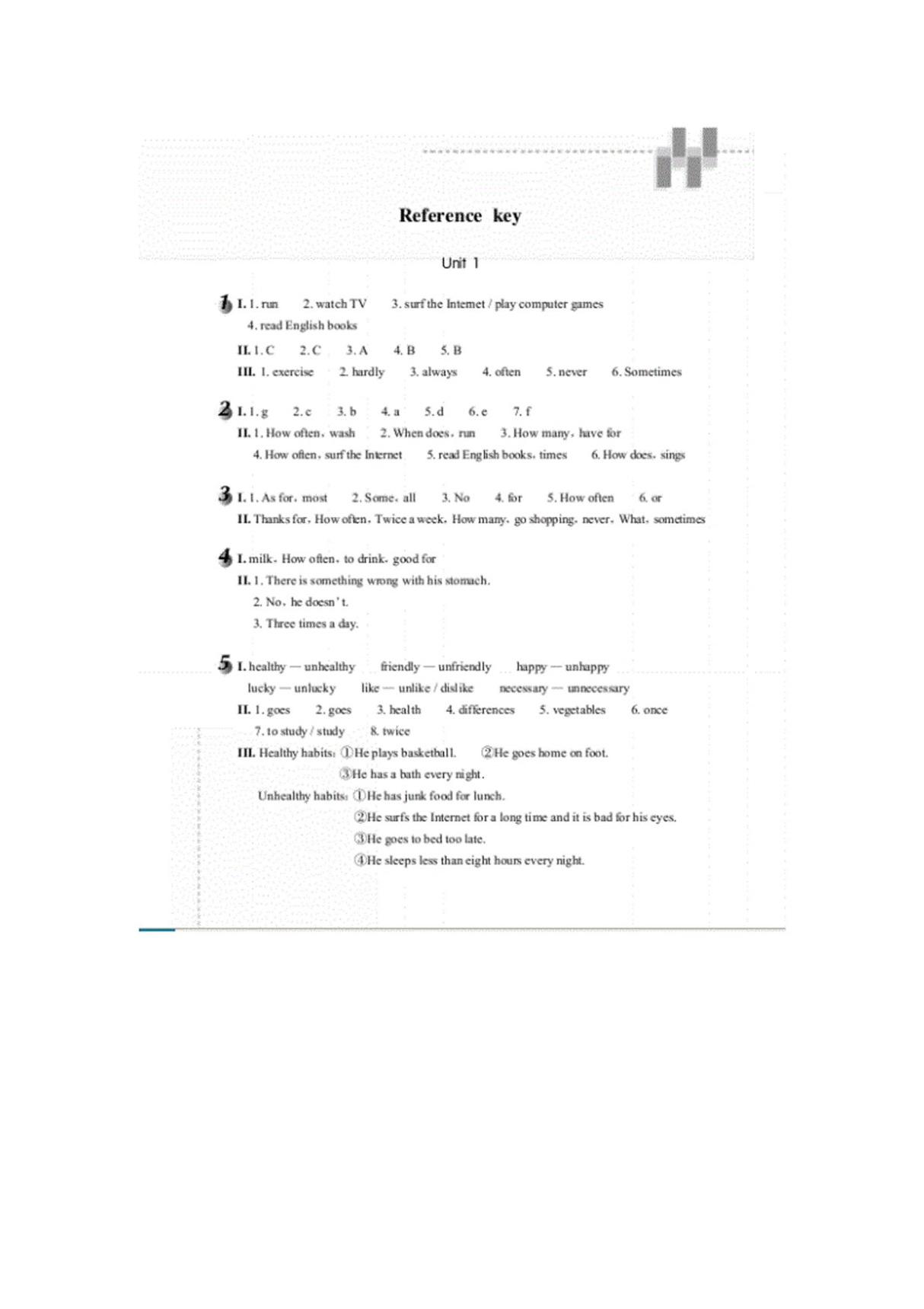 八年级上册-人教版英语作业本答案全