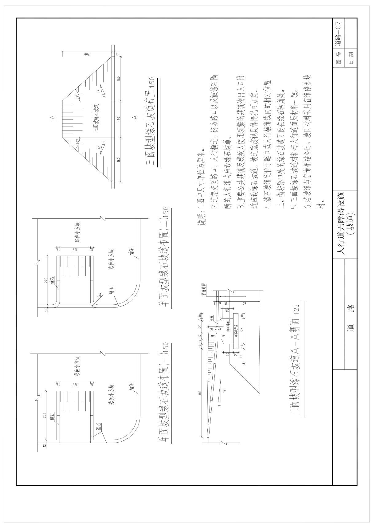 市政道路排水工程通用图集-人行道无障碍设施坡道