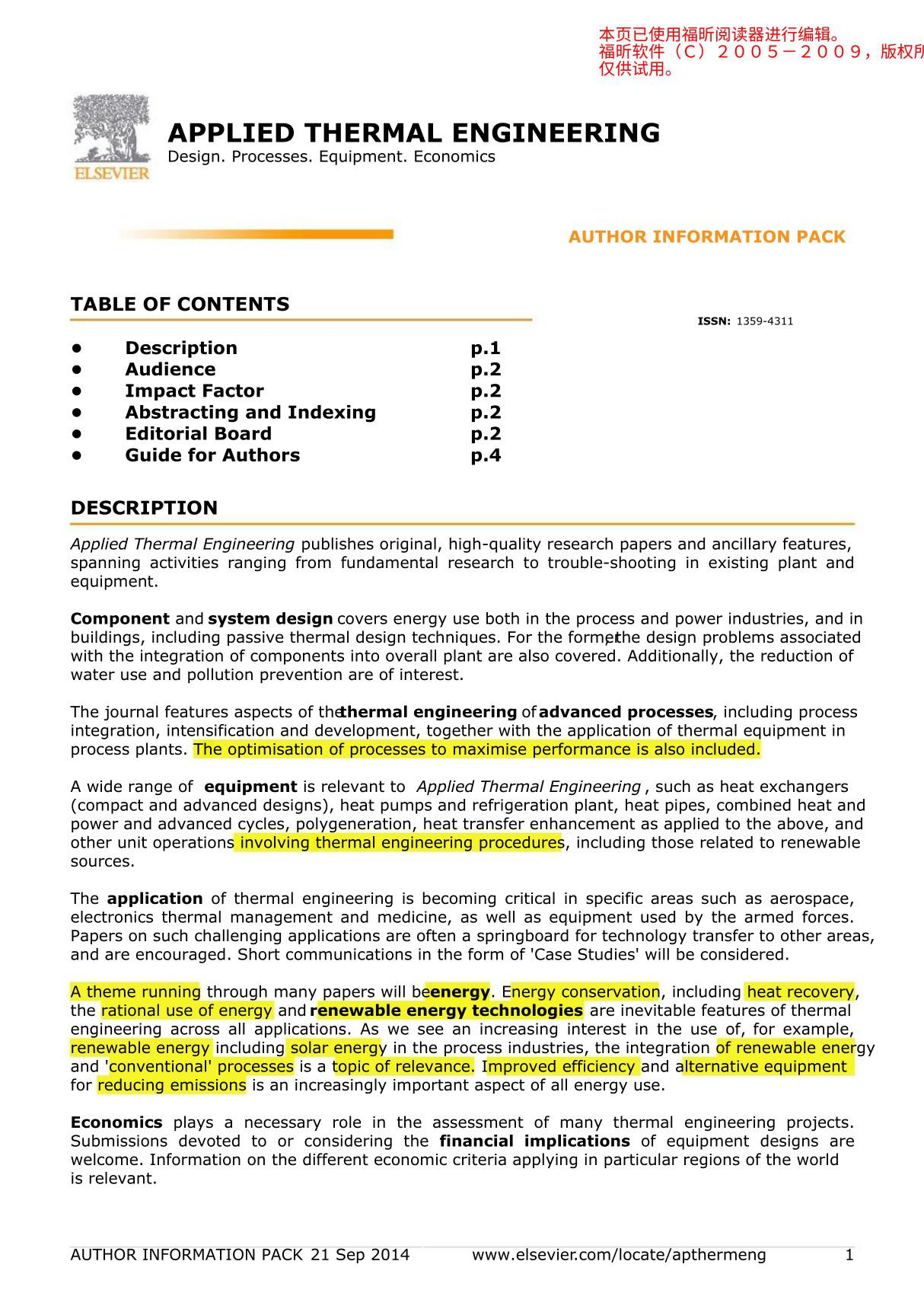 Applied thermal engineering