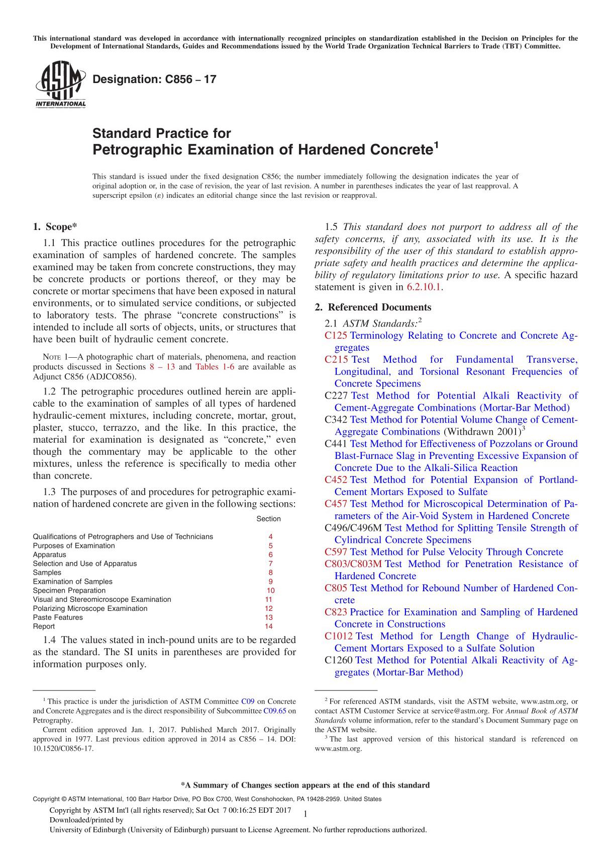 ASTM C856-17 Standard Practice for Petrographic Examination of Hardened Concrete