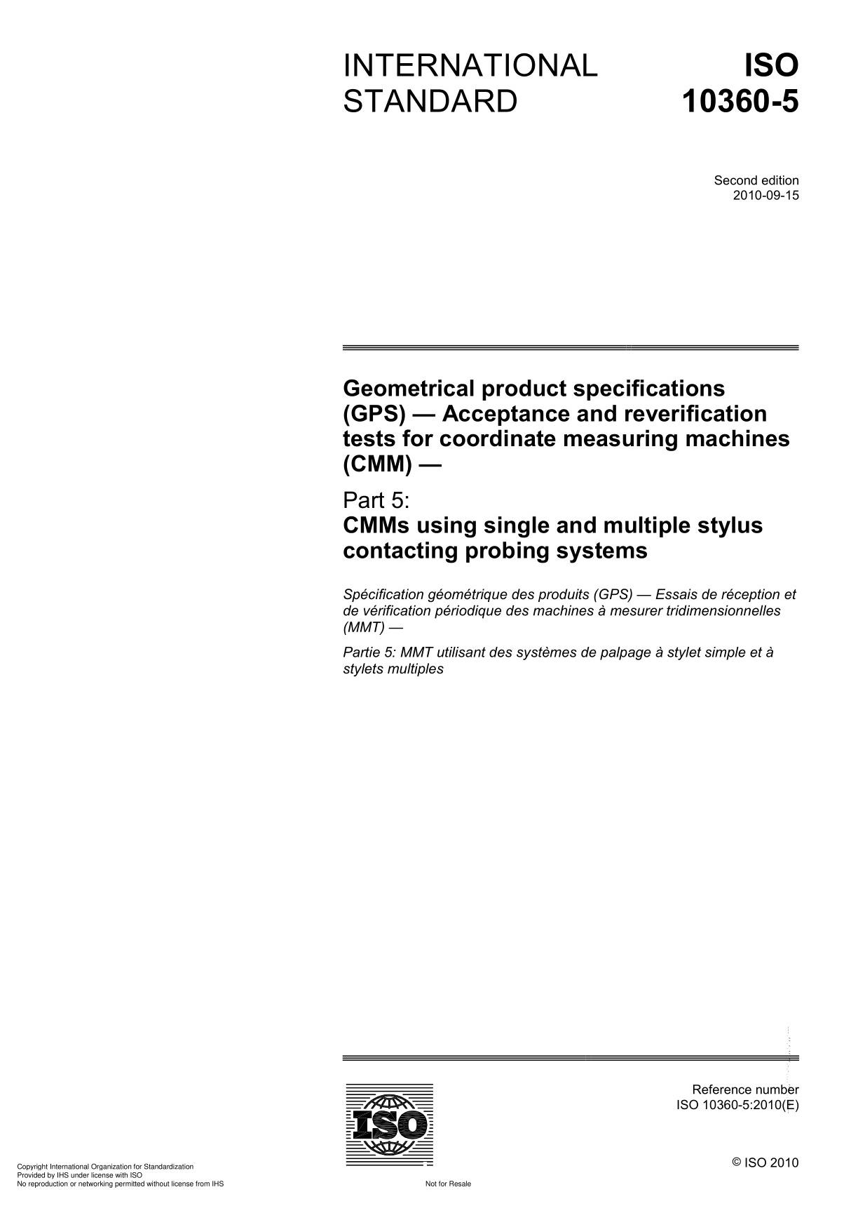 ISO 10360-5 Geometrical Product Specifications (GPS)  Acceptance and reverification tests for coordinate measuring machines (C