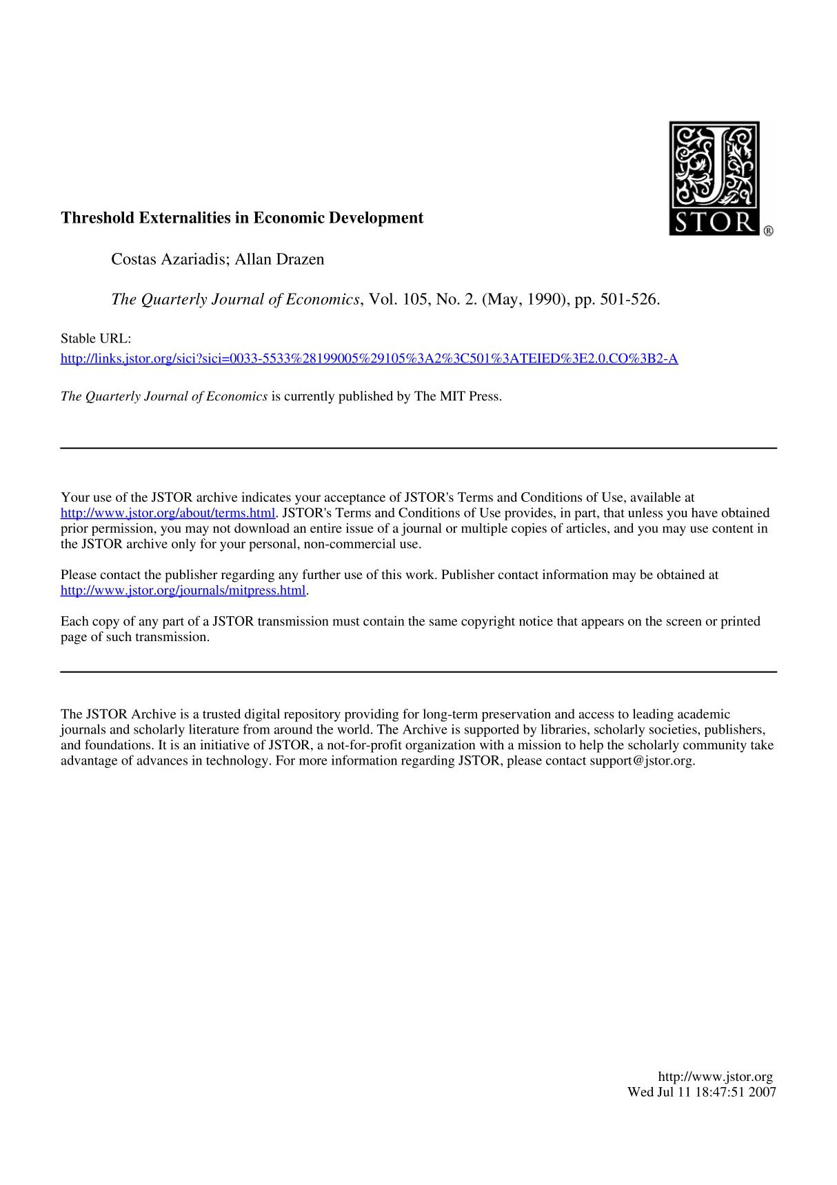 threshold externalities in economic development