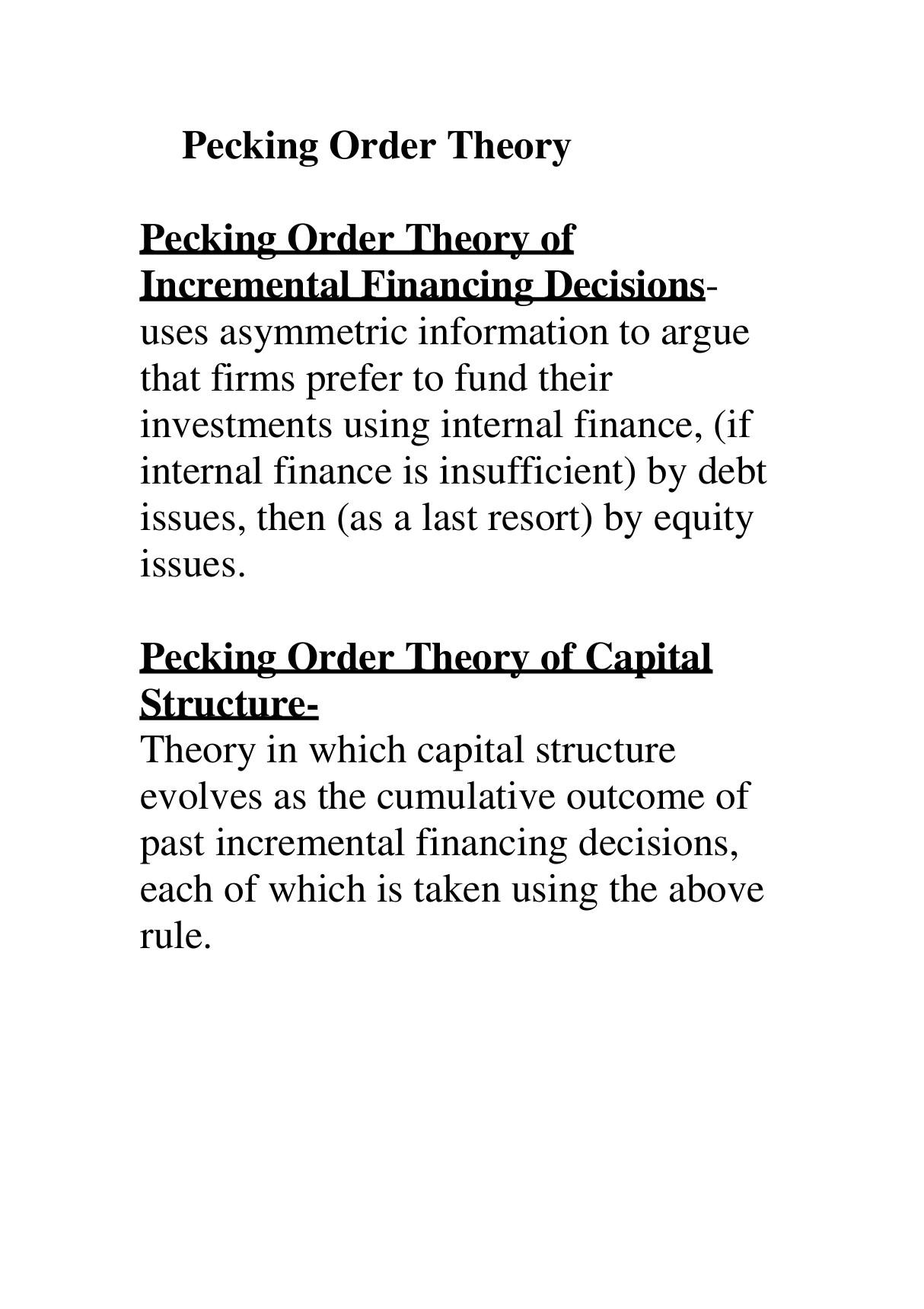 Pecking Order Theory--(1)