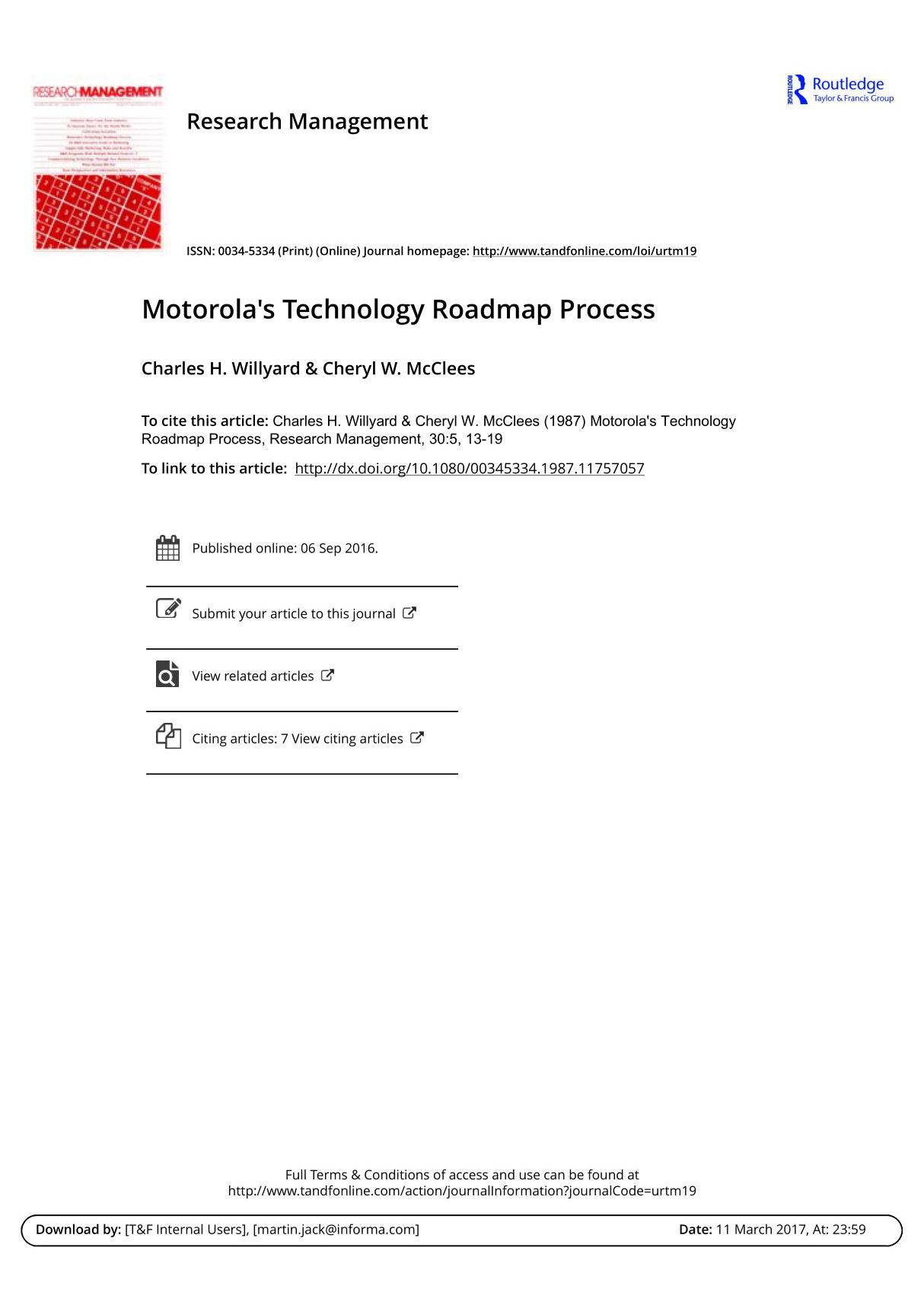 Motorola's Technology Roadmap Proce