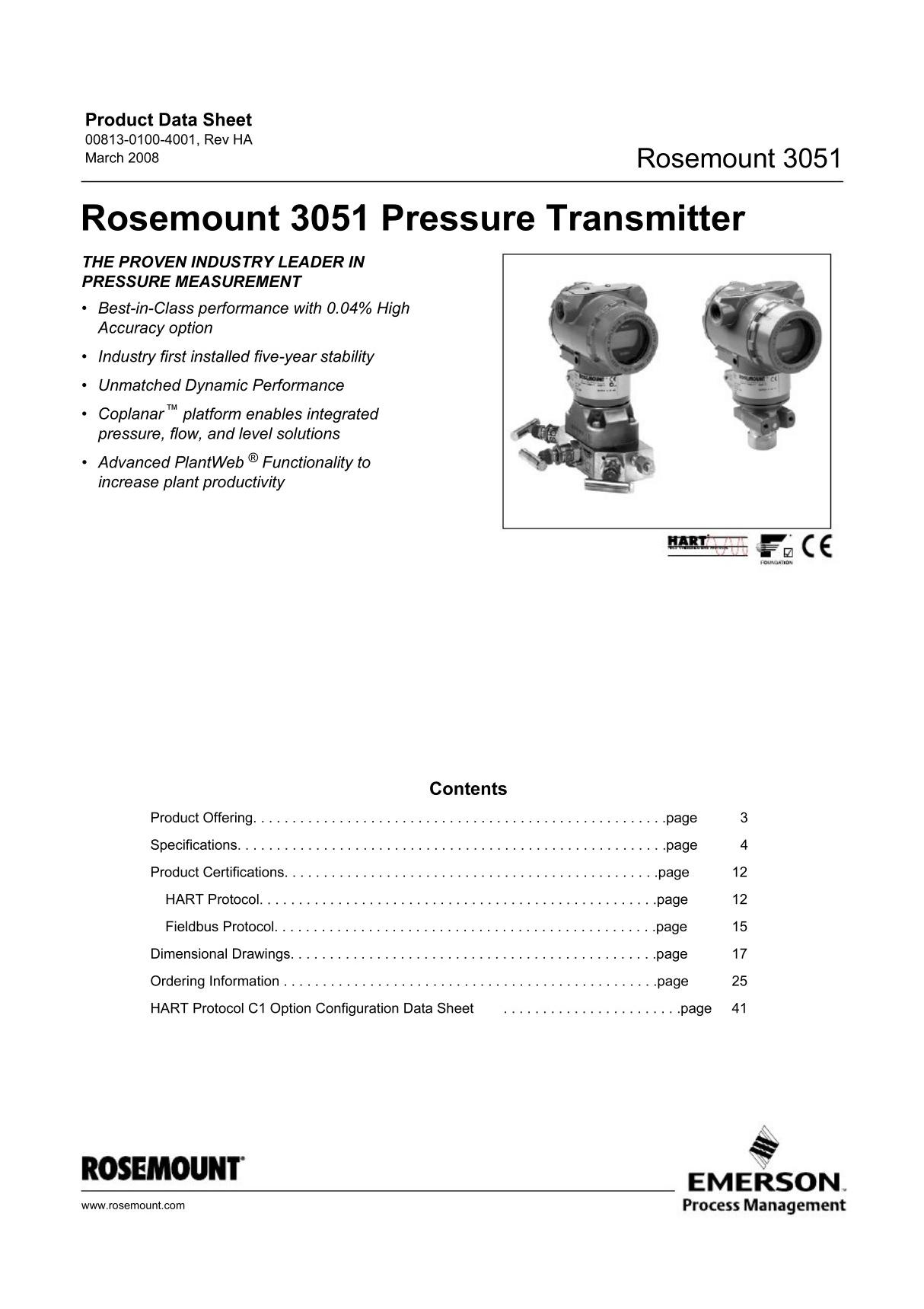 Rosemount 3051变送器选型手册