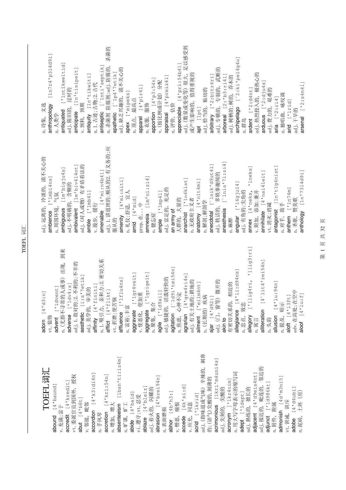 托福词汇表(精选PDF)