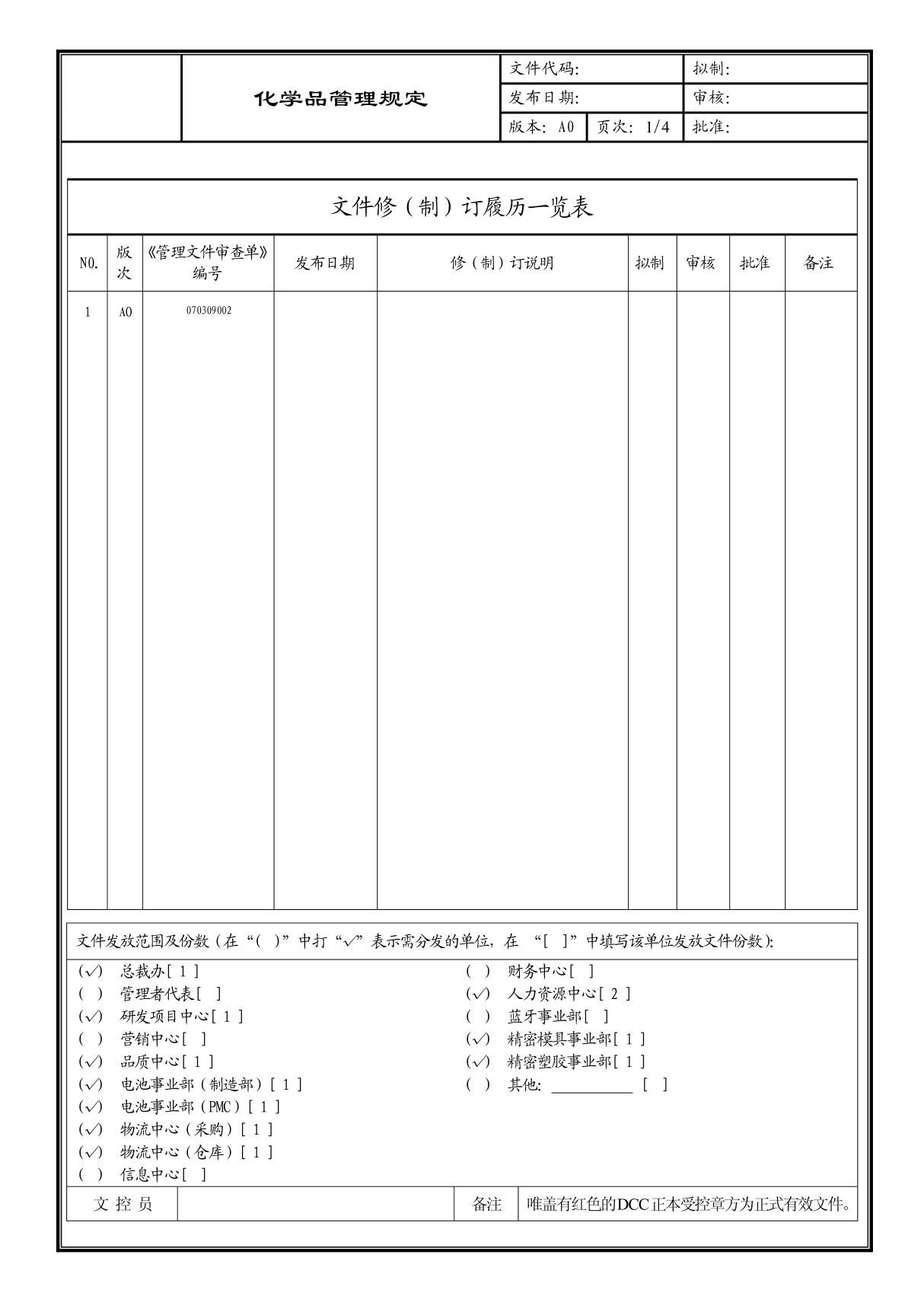 (企业流程优化)化学品管理规定