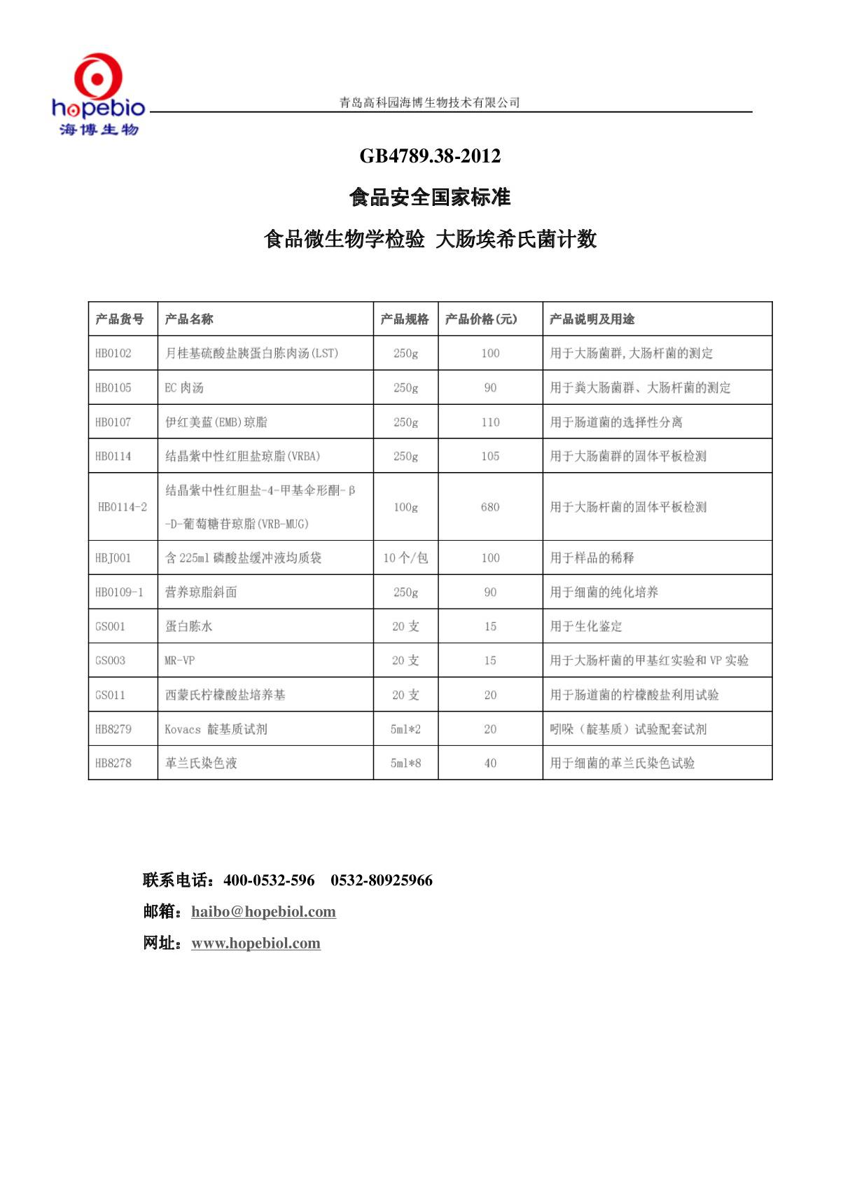 GB4789-2012 食品安全国家标准 食品微生物 - 青岛