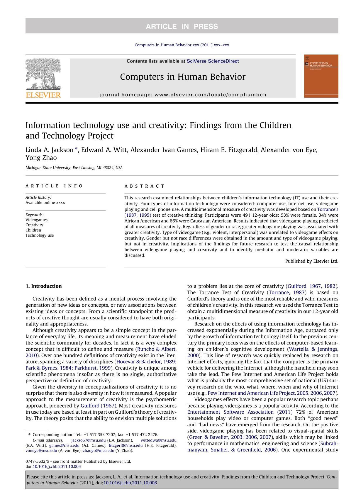 computers in human behavior 人类行为的计算机