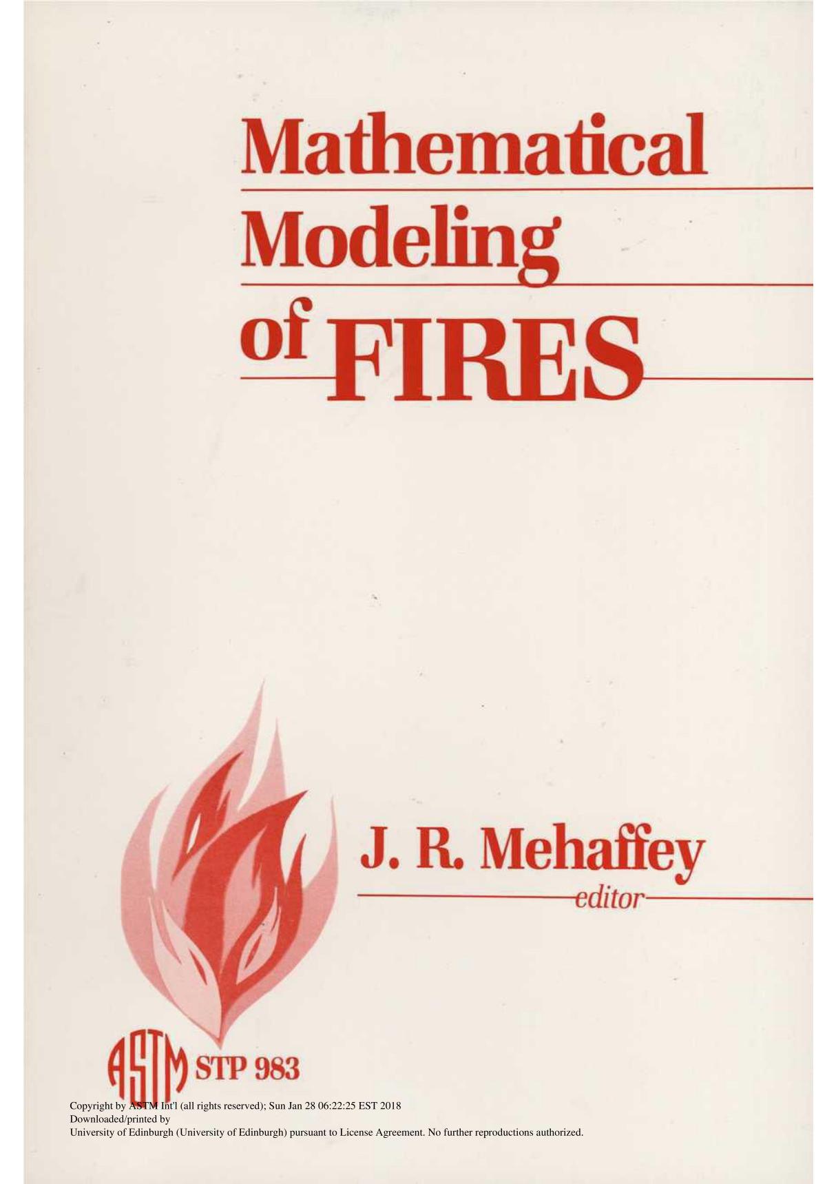 Mathematical Modeling Of Fires(ASTM STP983-88)