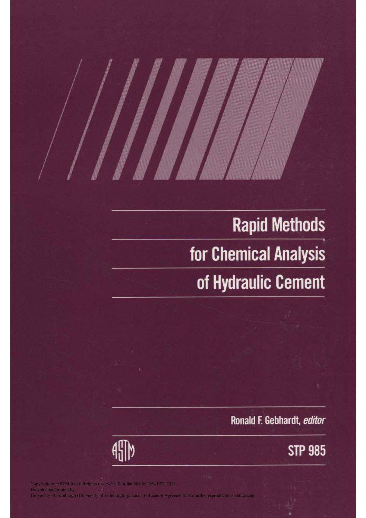 Rapid Methods For Chemical Analysis Of Hydraulic Cement(ASTM STP985-88)