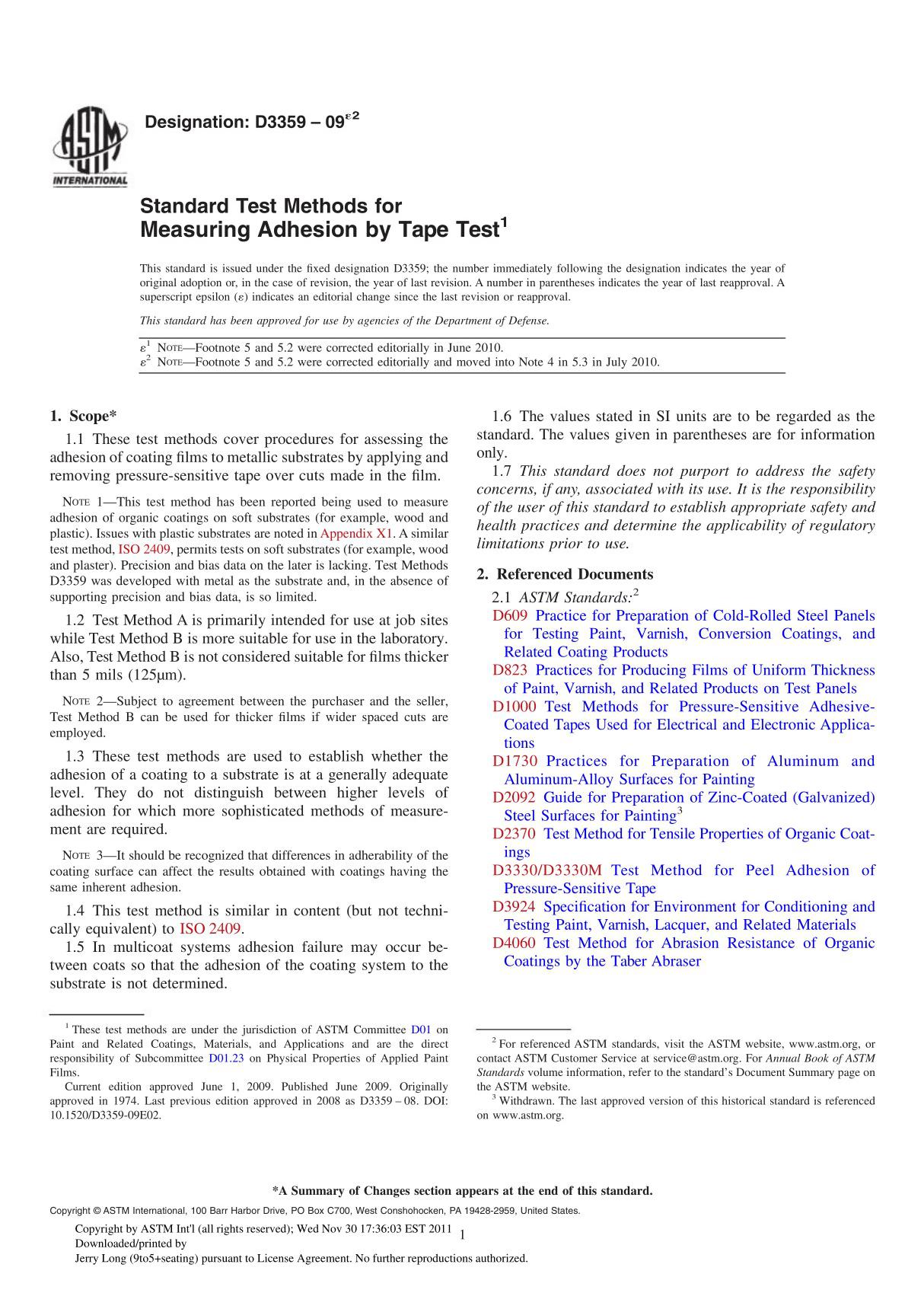 02-百格测试 ASTM D3359-09e2 英文