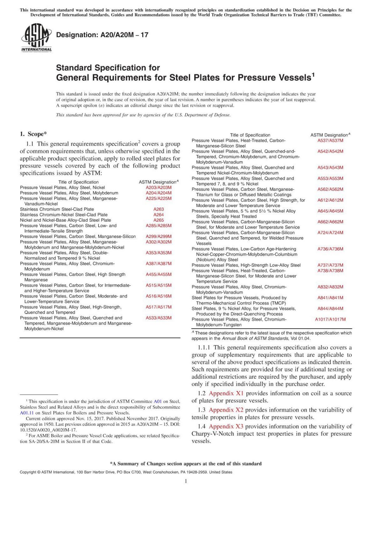 (美国材料标准) ASTM A20／A20M-2017