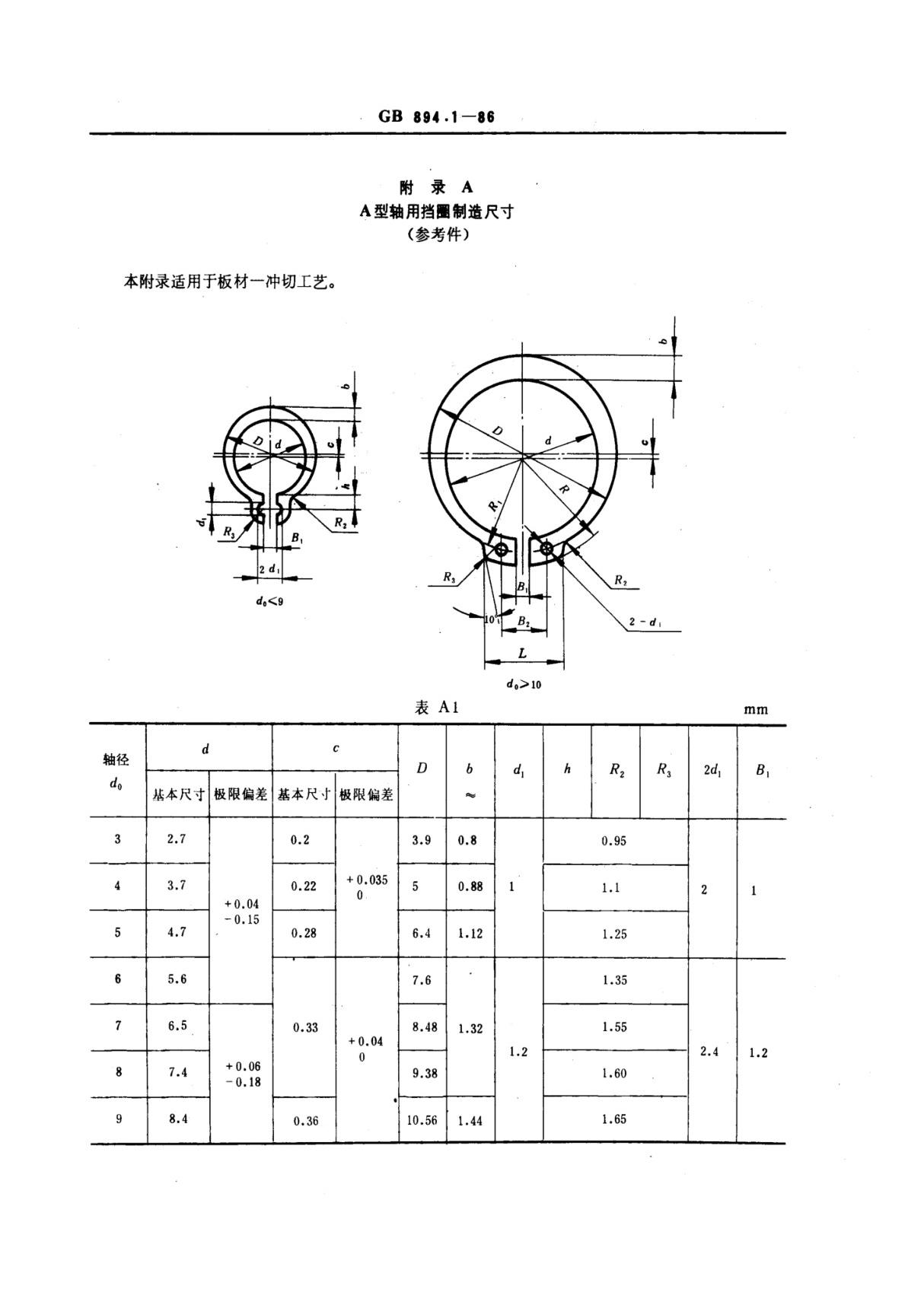 国家标准GB894.1-86轴用弹性挡圈A型标准规范电子版下载电子版下载 2