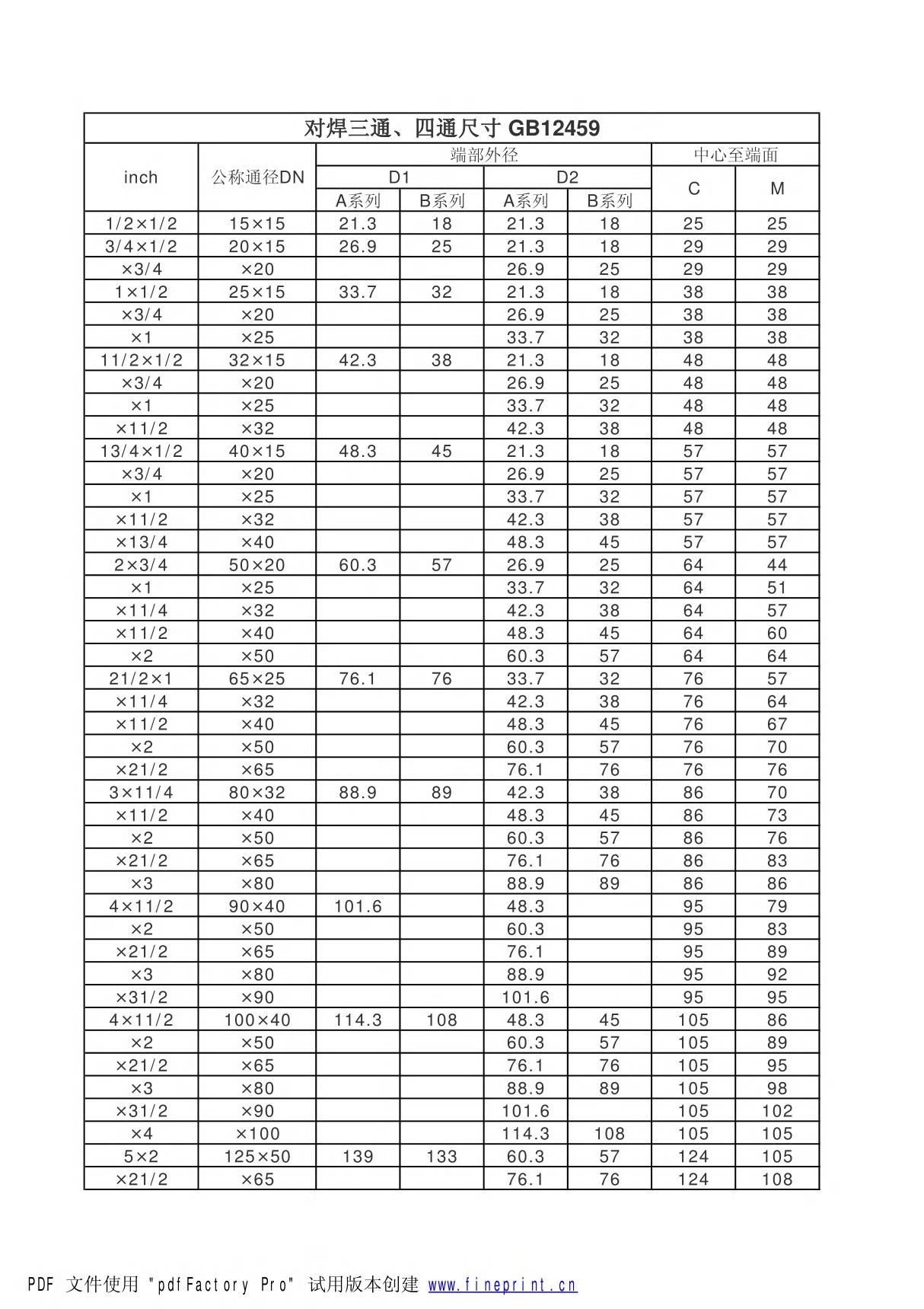 三通四通尺寸