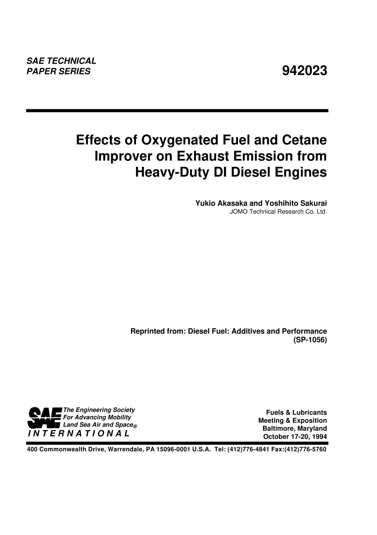 SAE 942023 SAE Technical Paper Series Standard Code美国汽车工程师协会标准电子版下载