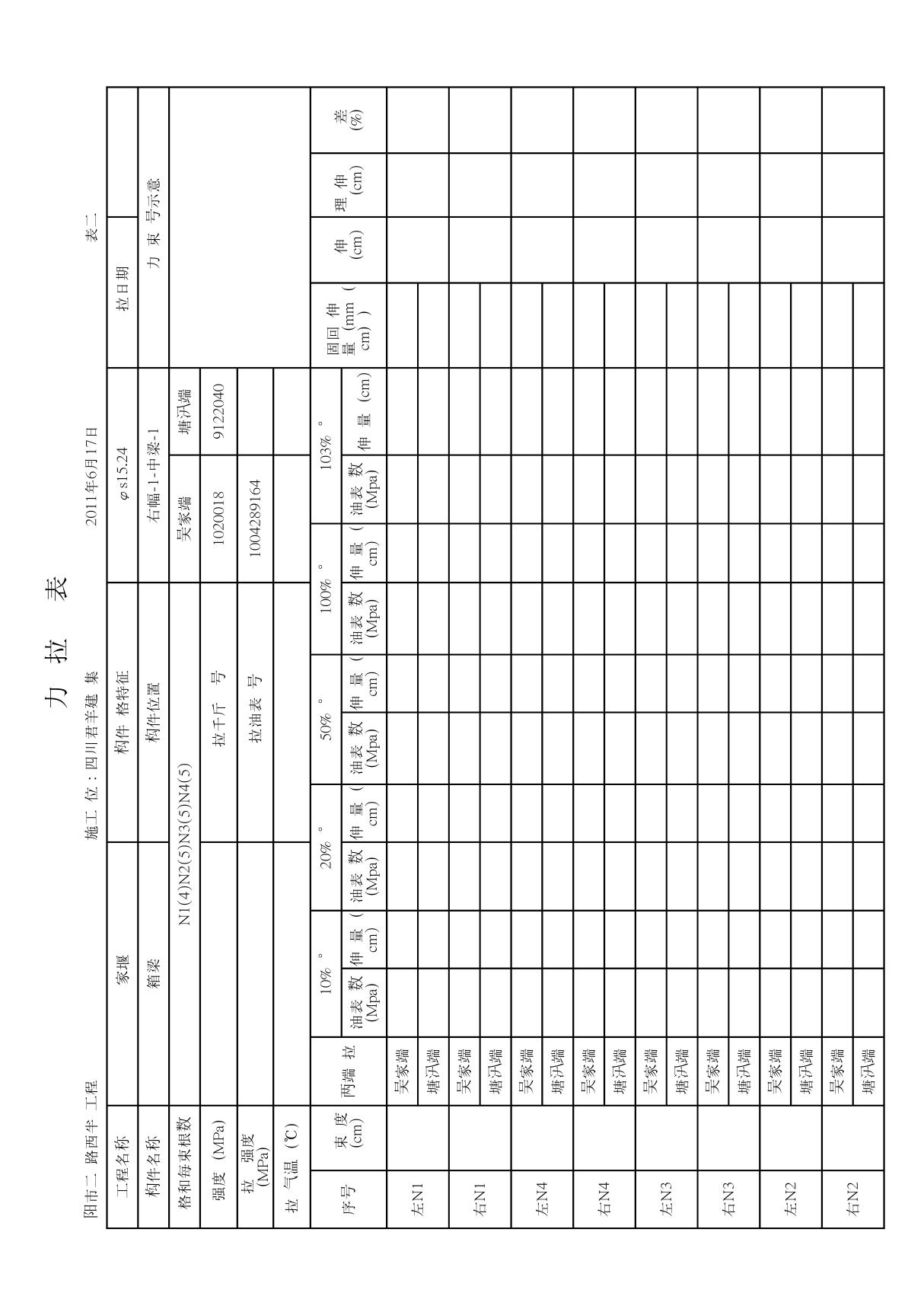 预应力张拉记录表