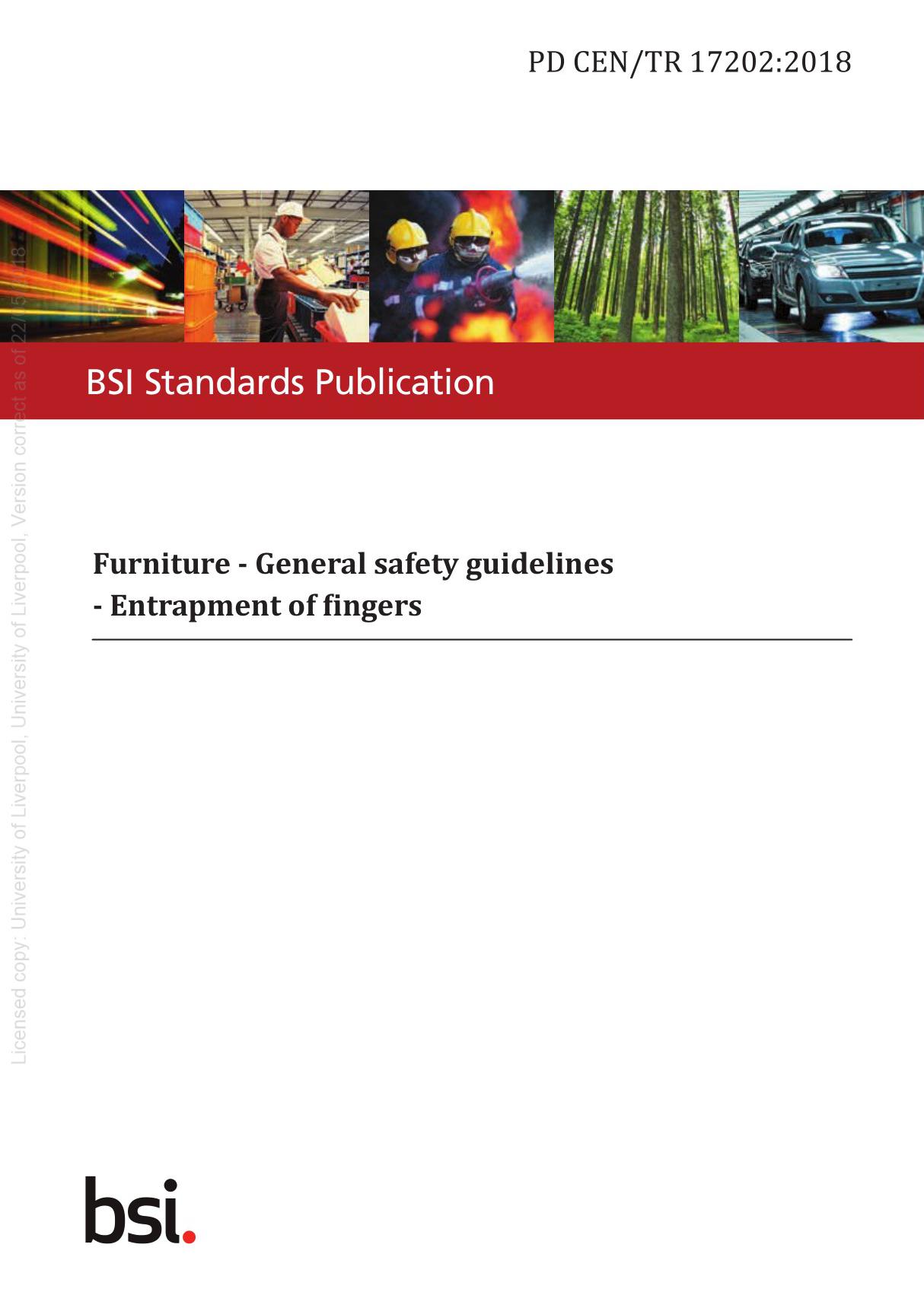 PD CEN-TR 17202-2018-Furniture. General safety guidelines. Entrapment of finger