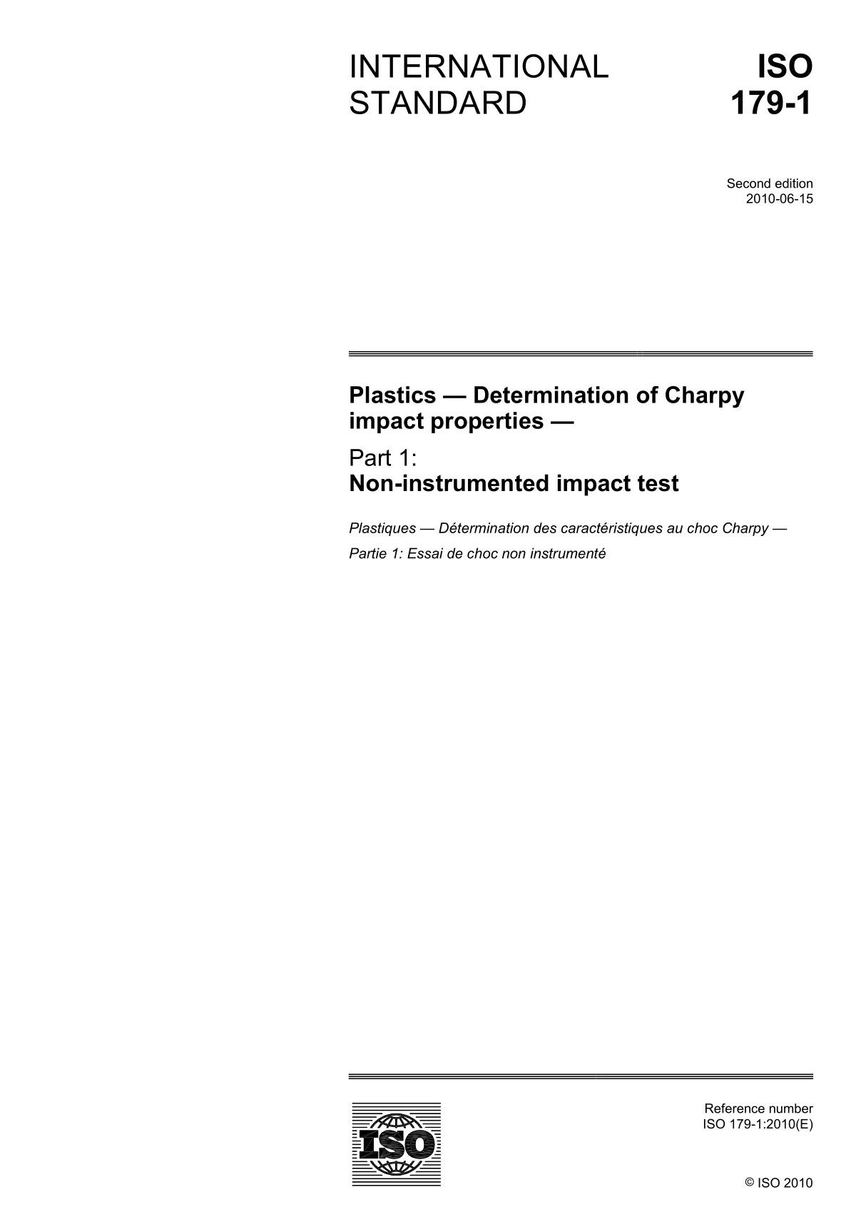 (正版)ISO 179-1-2010 中文版