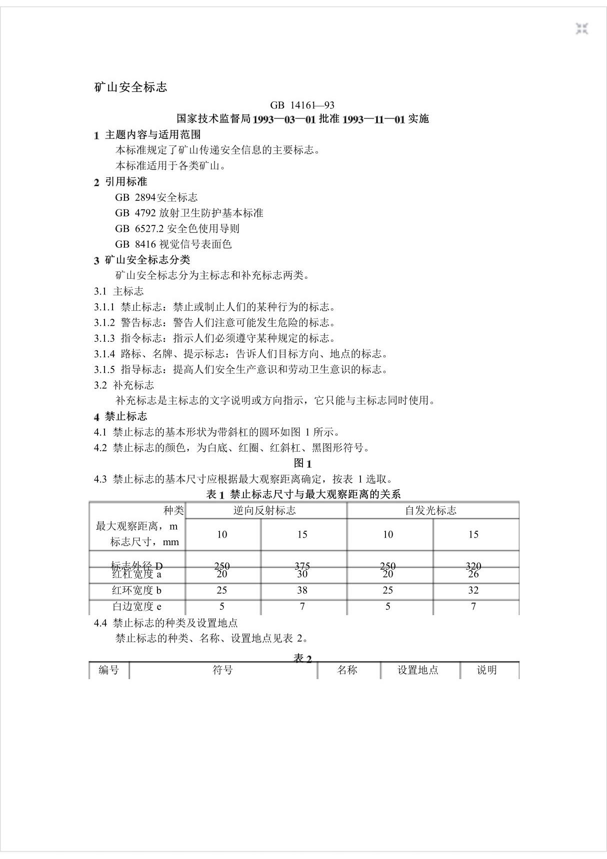 GB1416193矿山安全标志精选资料