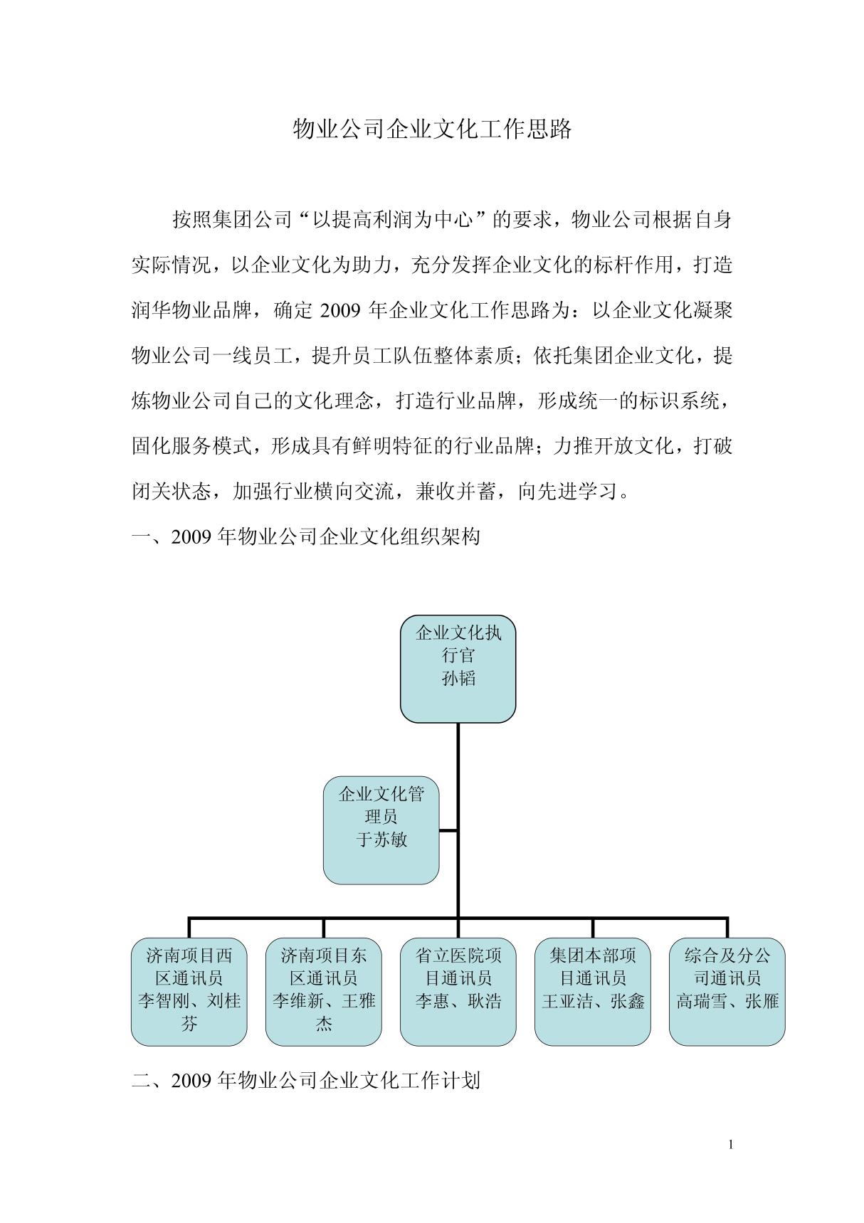 物业公司企业文化工作思路