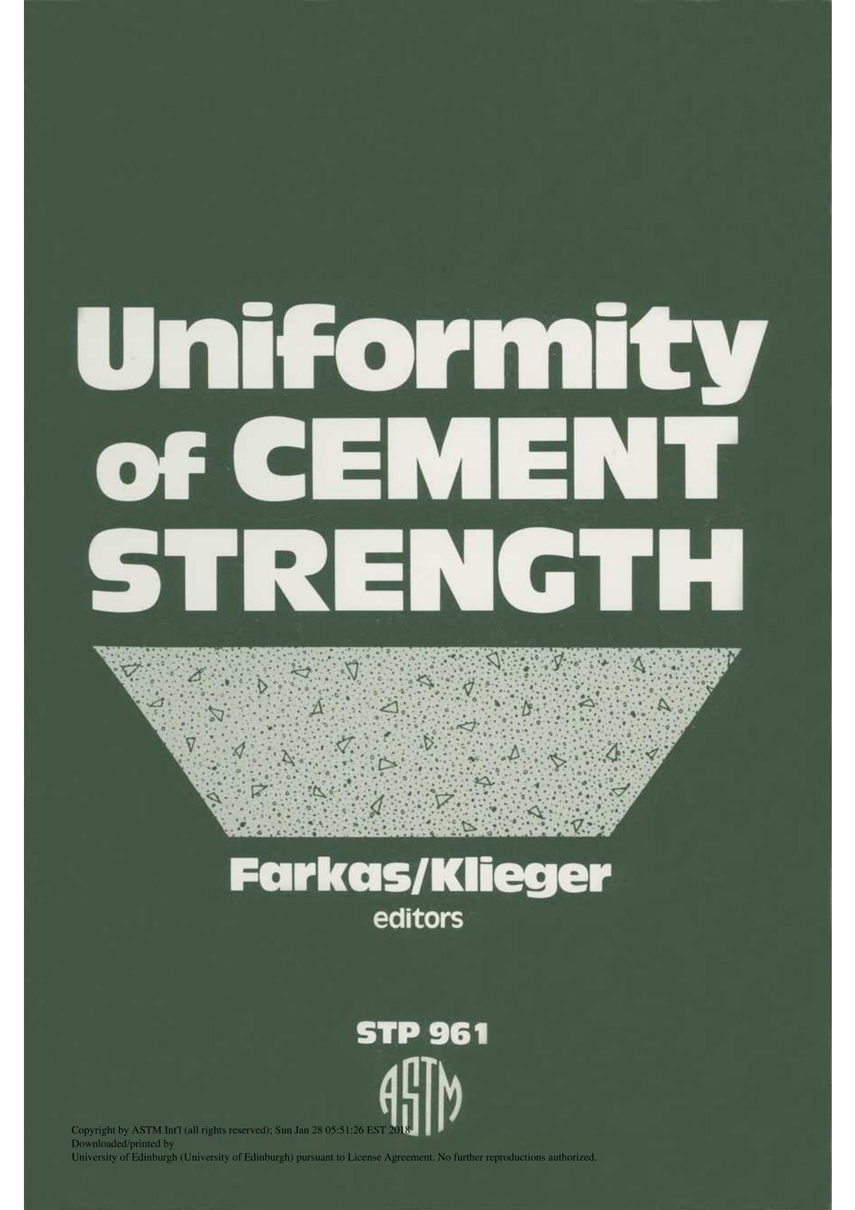 Uniformity Of Cement Strength(ASTM STP961-87)