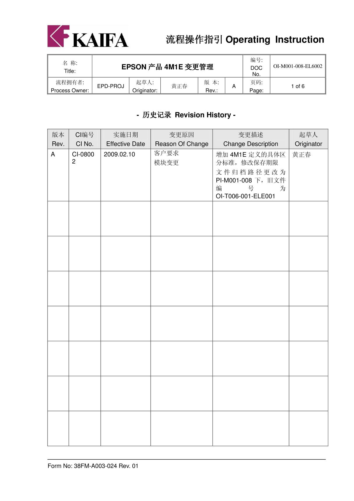 产品4M1E变更管理