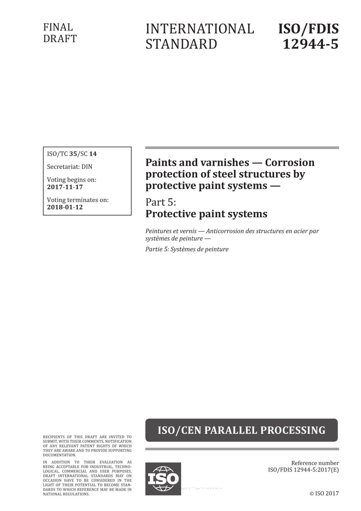 ISO 12944-5-2017(E) 油漆和清漆.防护涂料系统对钢结构件的防腐蚀保护.第5部分 防护涂料系统