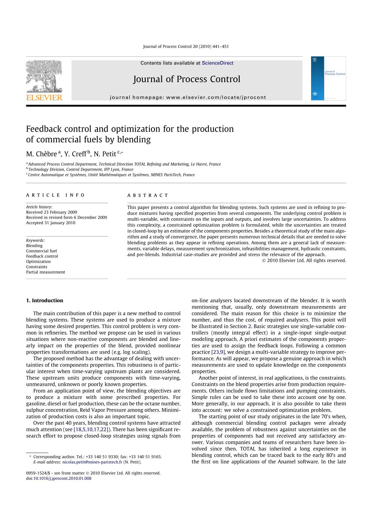 journal of process control 过程控制杂志