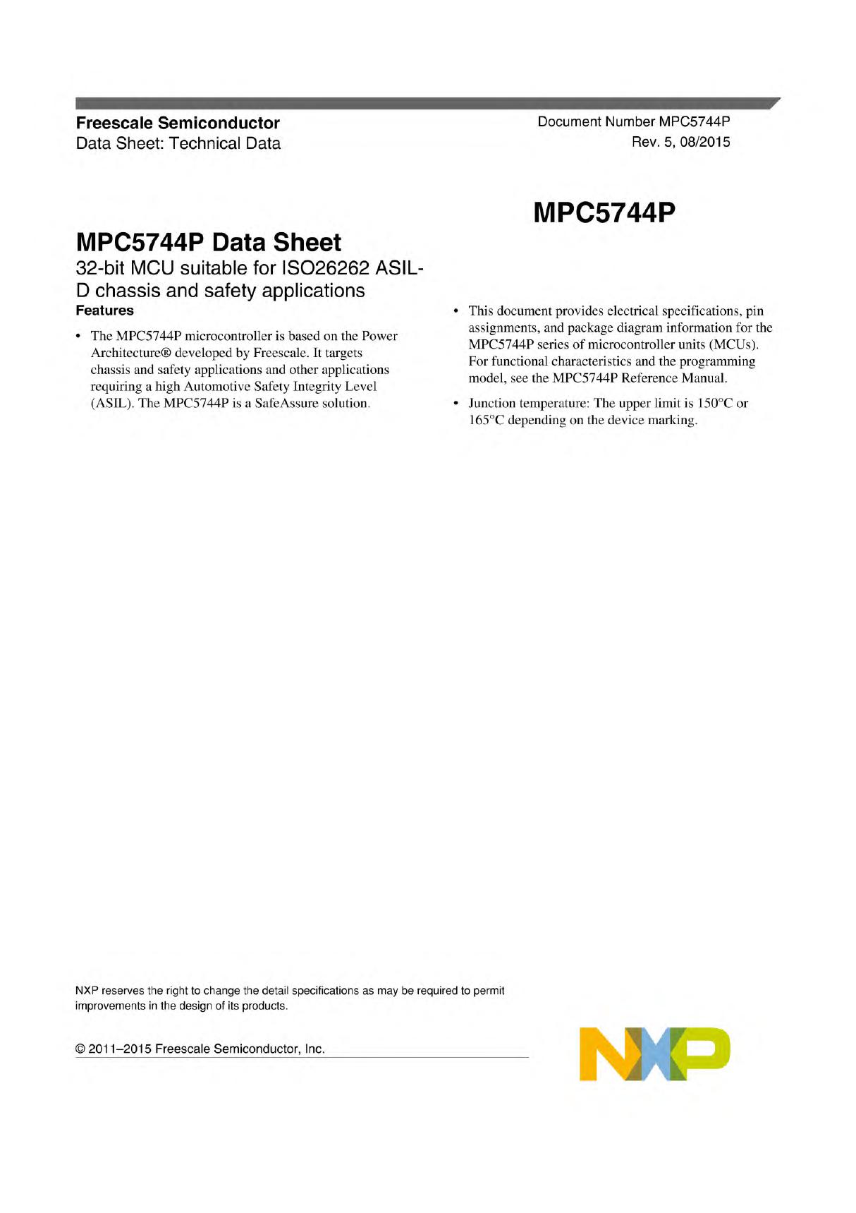 MPC5744P Data Sheet - NXP Semiconductors