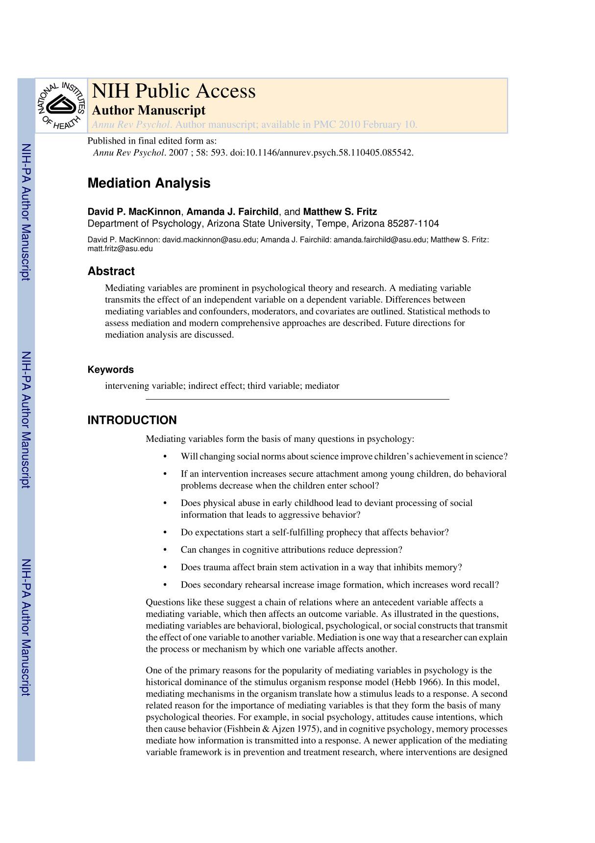 Mediation analysis