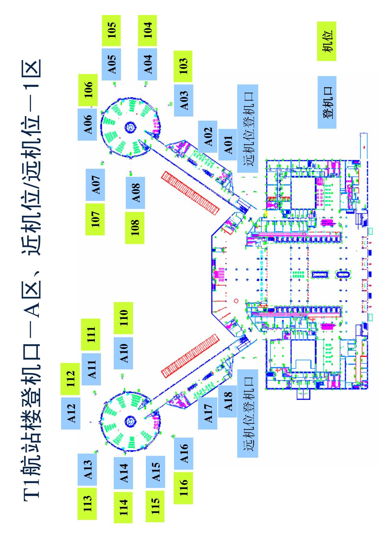 首都机场航站楼登机口示意图